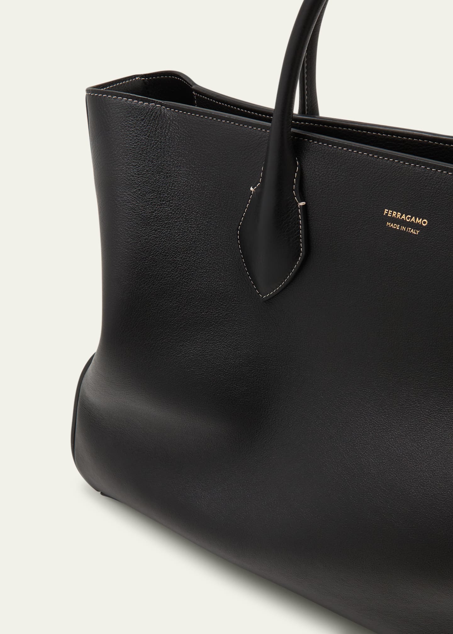 Ferragamo Men's Large Leather Tote Bag Image 4 of 5