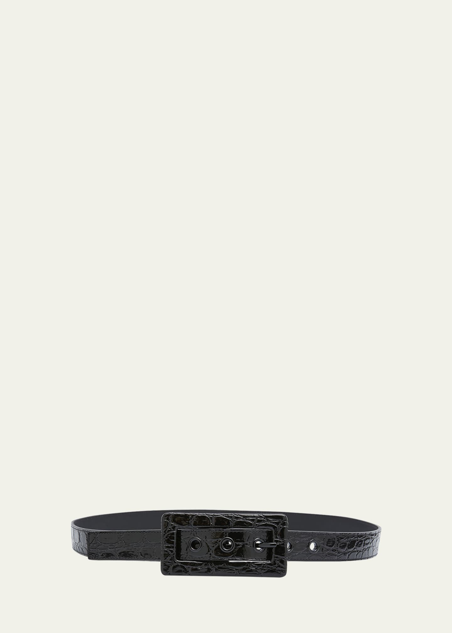 Saint Laurent Croc-Embossed Leather Belt
