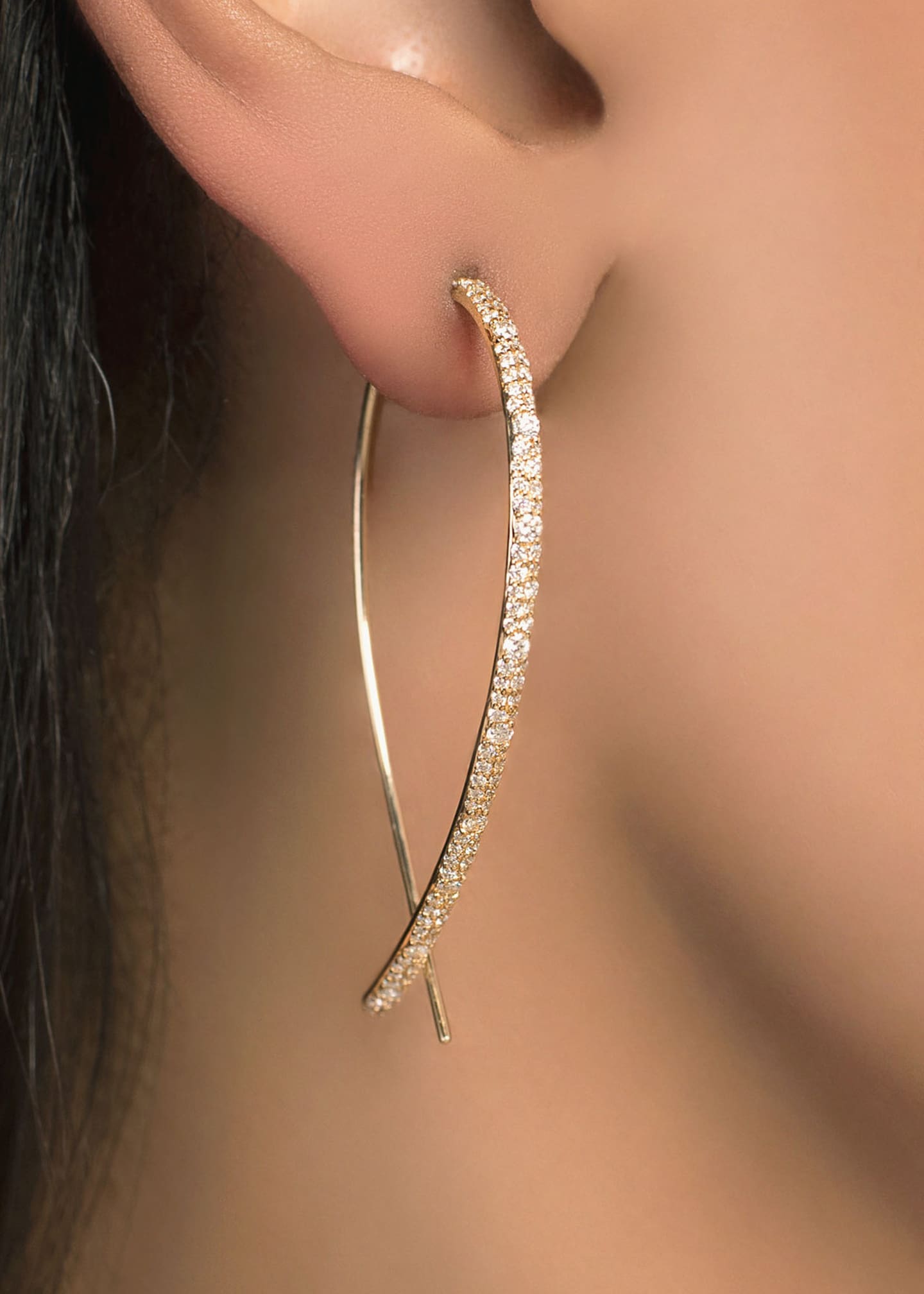 Lana 14K Yellow Gold Mega Flawless Upside Down Diamond Hoop Earrings, 50mm Image 2 of 2