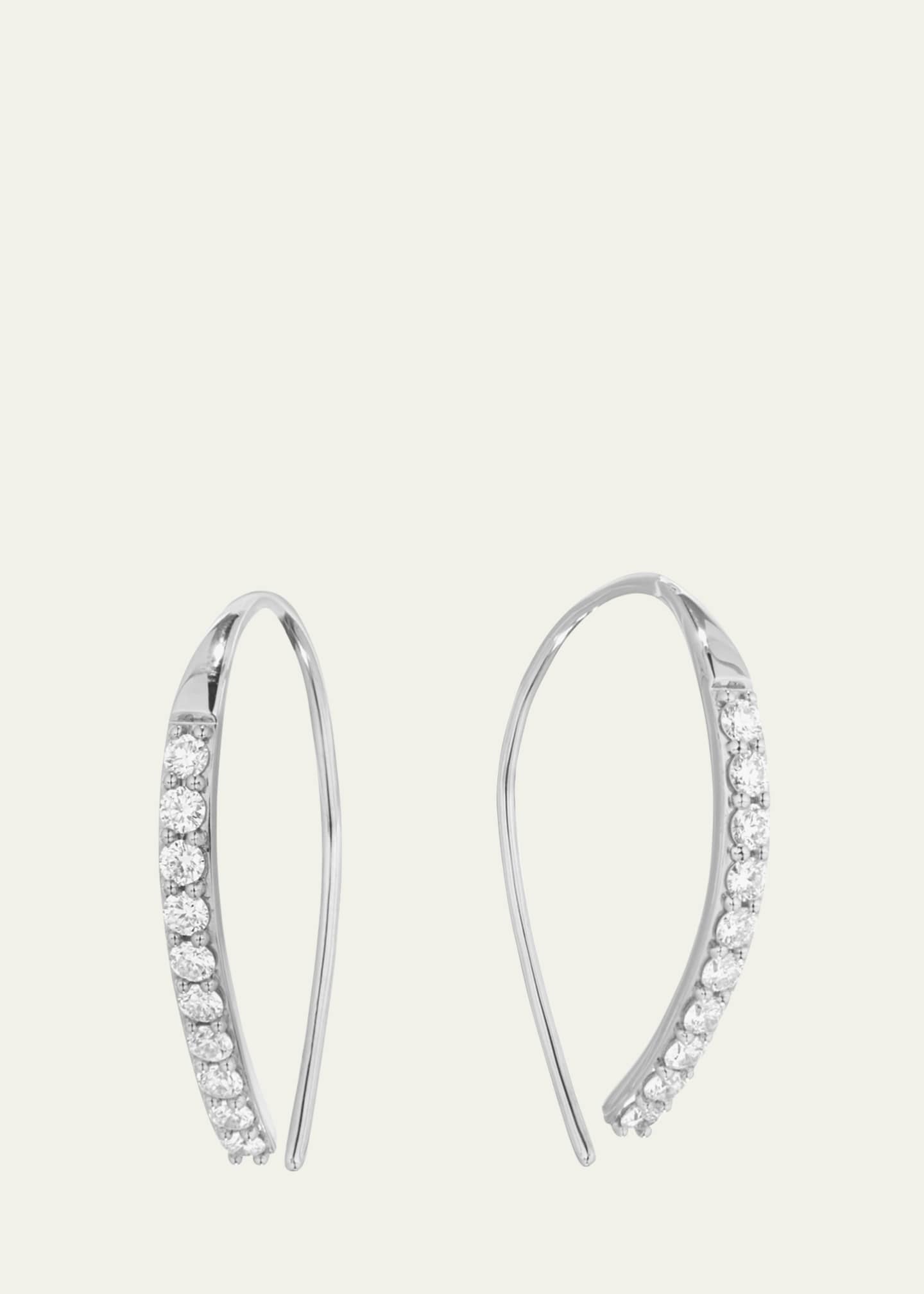 Lana 14K White Gold Flawless Small Diamond Hooked on Hoop Earrings