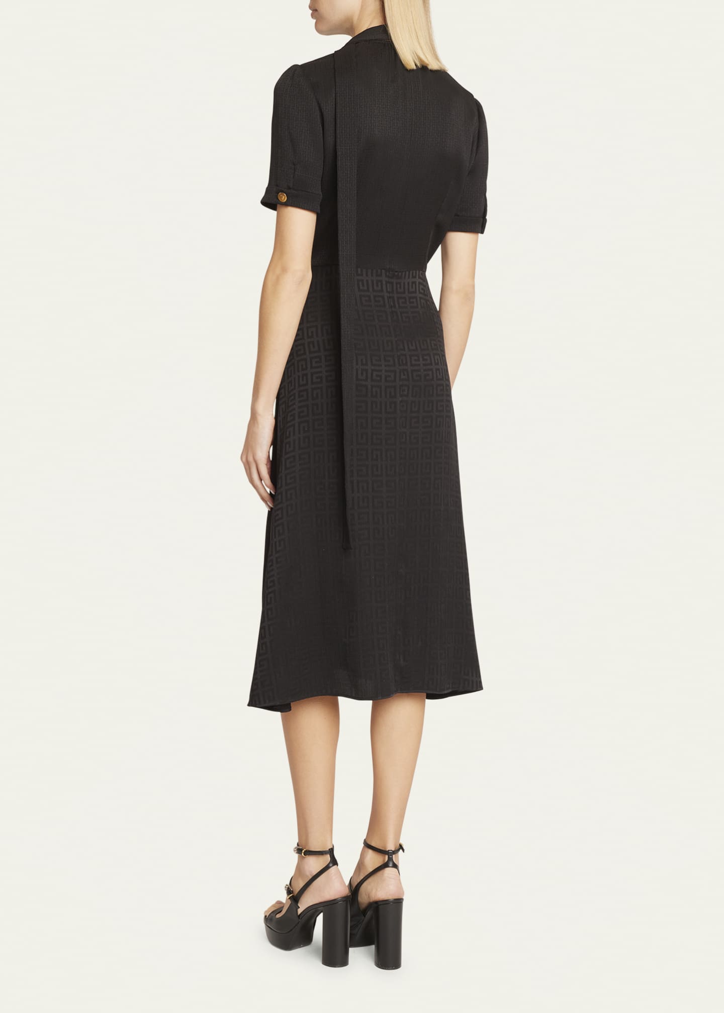 Givenchy Lavaliere 4G Print Midi Dress with Self-Tie Collar - Bergdorf ...