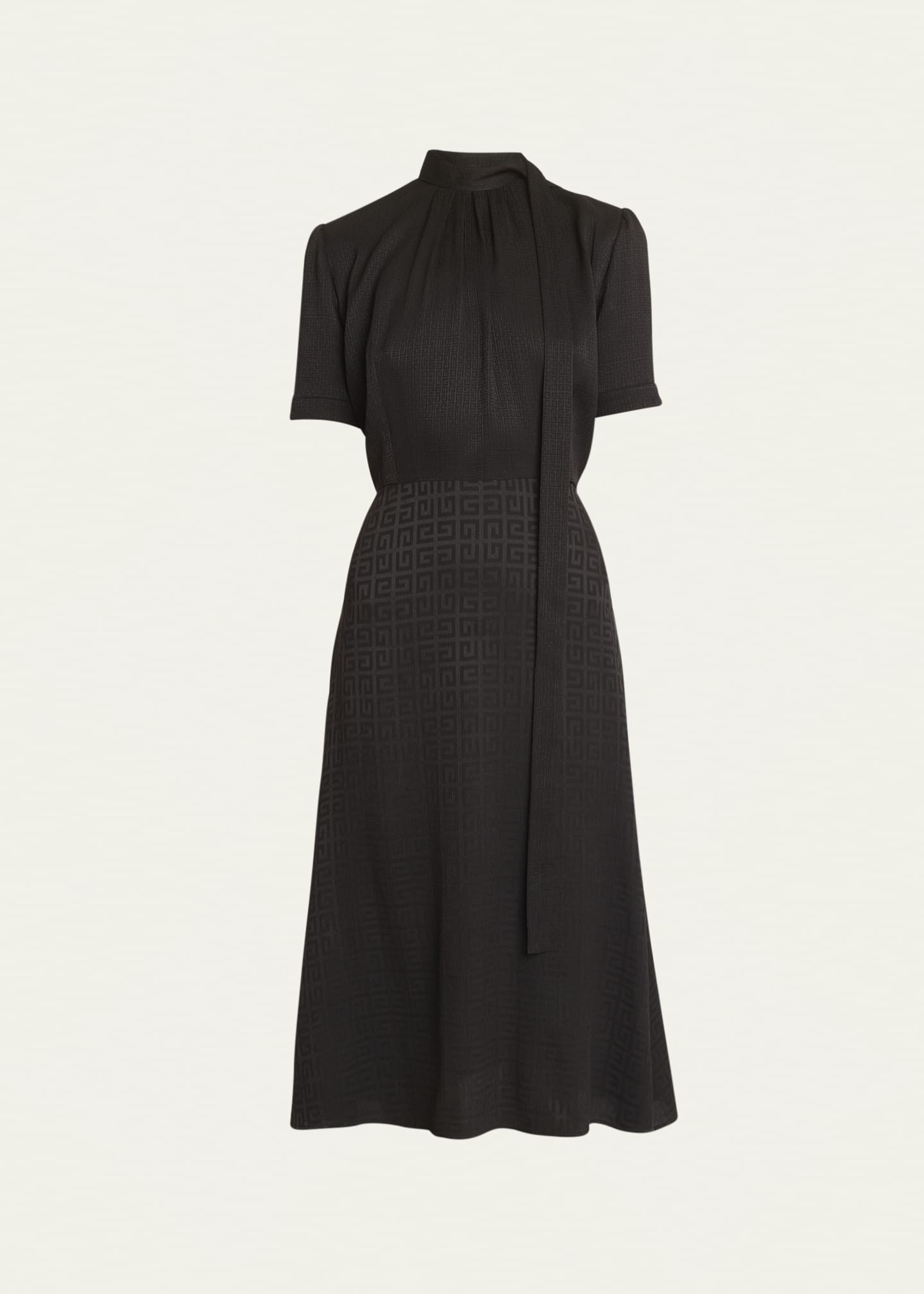 Givenchy Lavaliere 4G Print Midi Dress with SelfTie Collar Bergdorf
