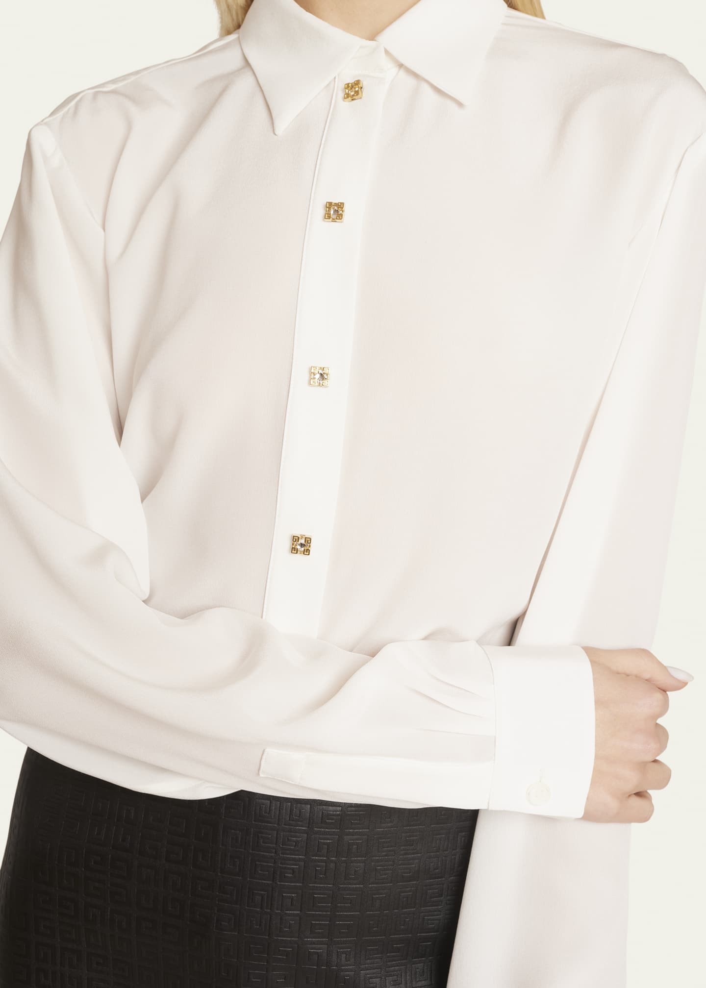 Givenchy Button-Front Shirt with 4G Strass Buttons - Bergdorf Goodman
