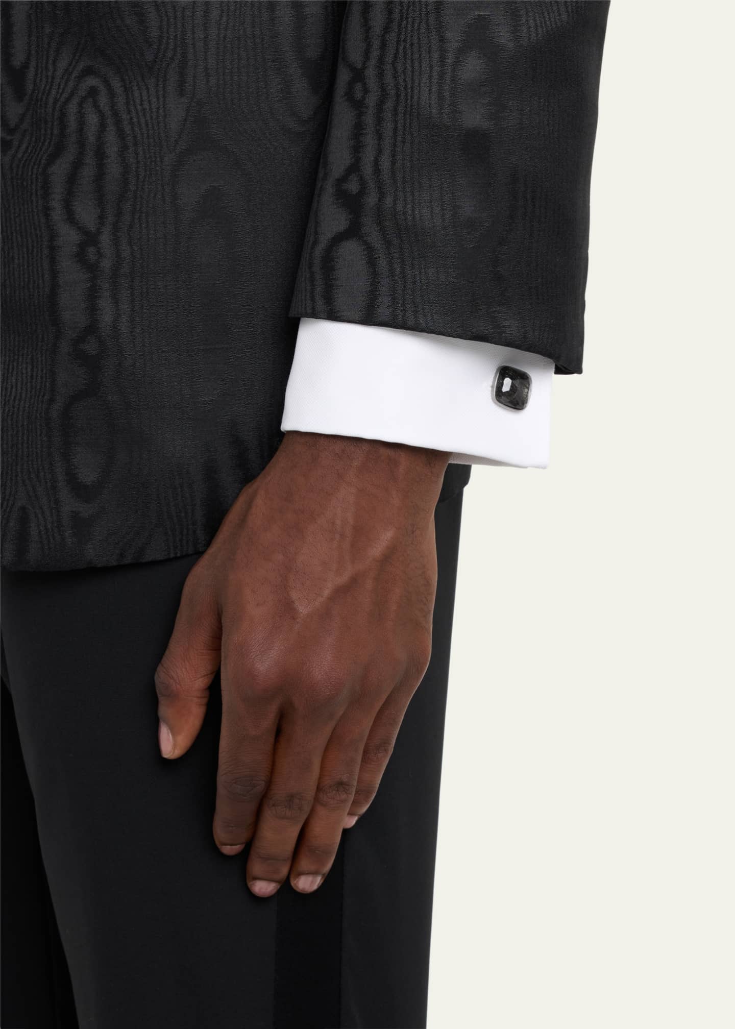 Jan Leslie Men's Square Black Rutliated Quartz Cufflinks Image 2 of 4