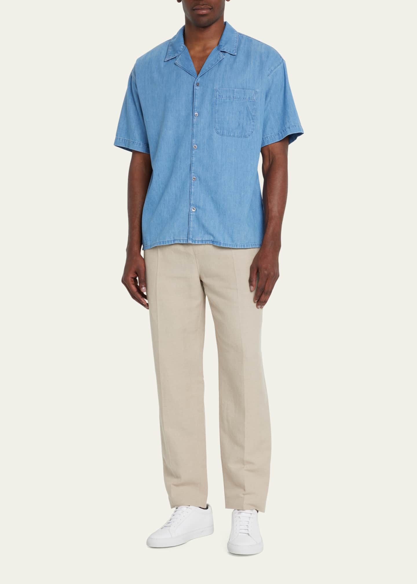 FRAME Men's Denim Camp Shirt Bergdorf Goodman