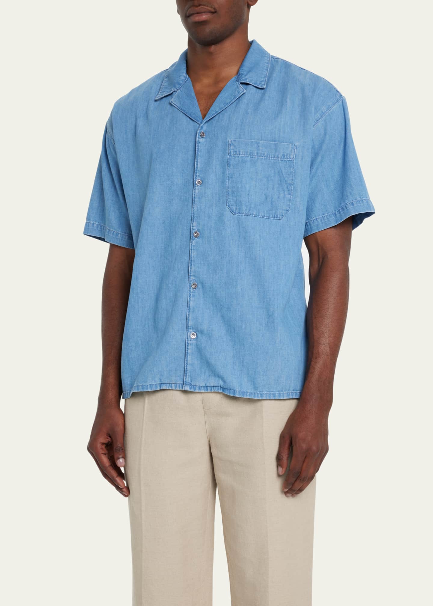 FRAME Men's Denim Camp Shirt Bergdorf Goodman