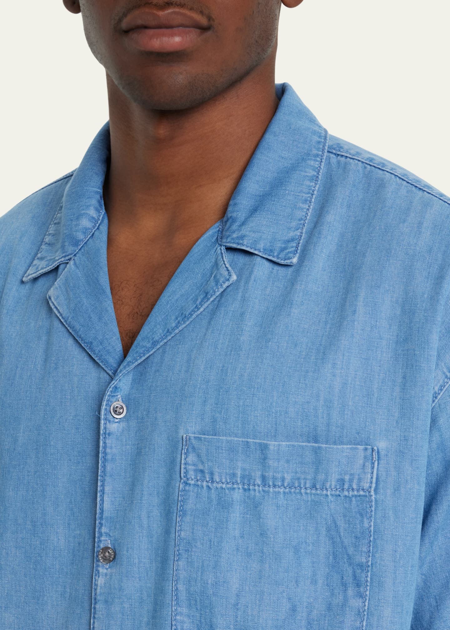 FRAME Men's Denim Camp Shirt Bergdorf Goodman