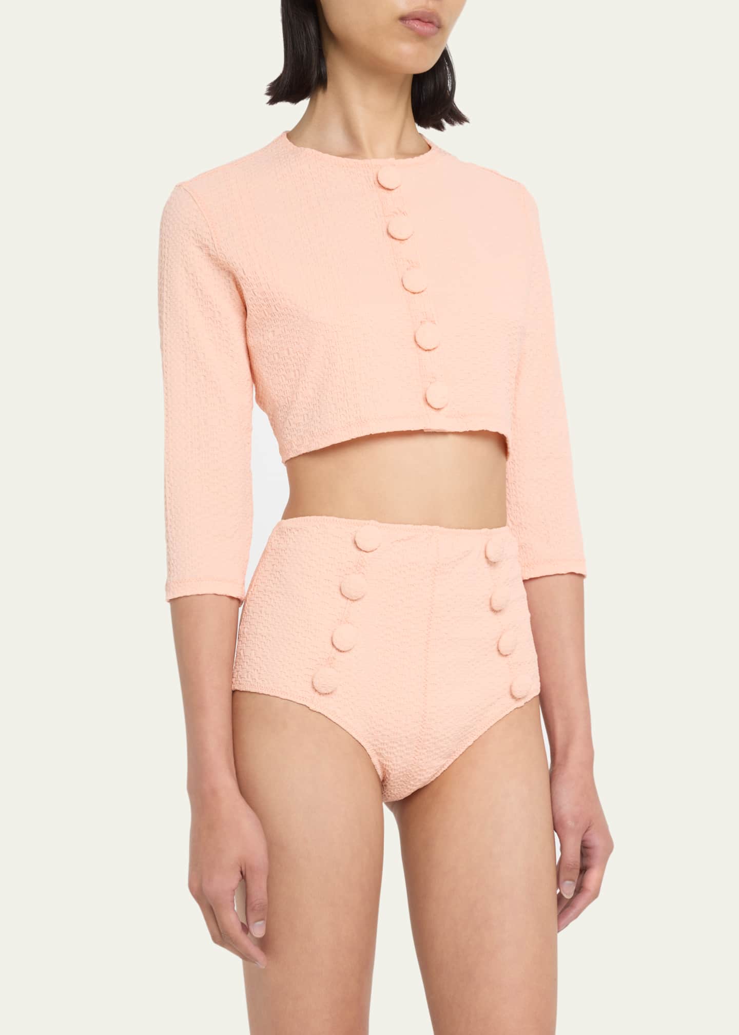 Lisa Marie Fernandez Textured Cropped Cardigan