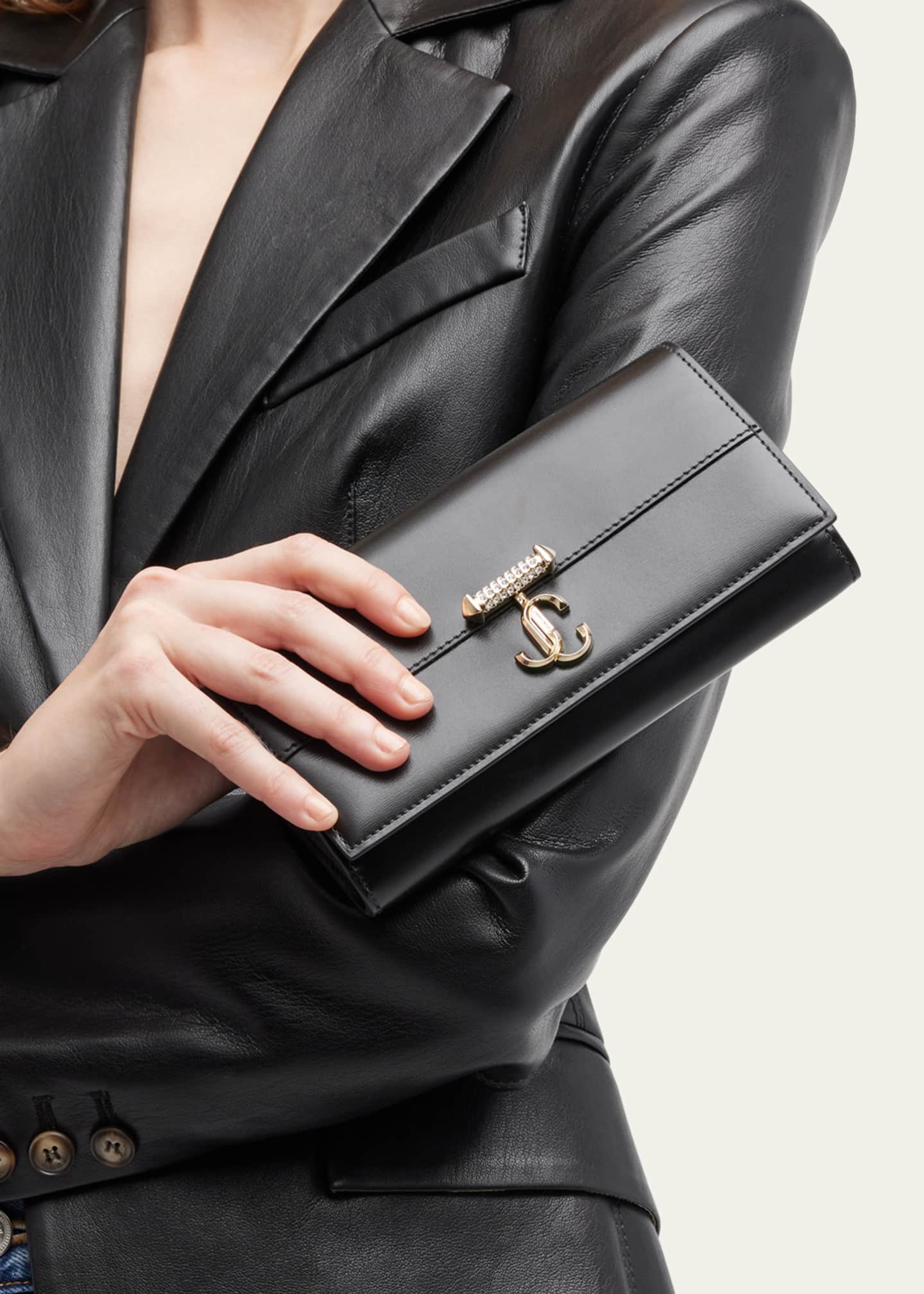 Jimmy Choo Varenne Leather Wallet with Embellished Strap Image 2 of 5