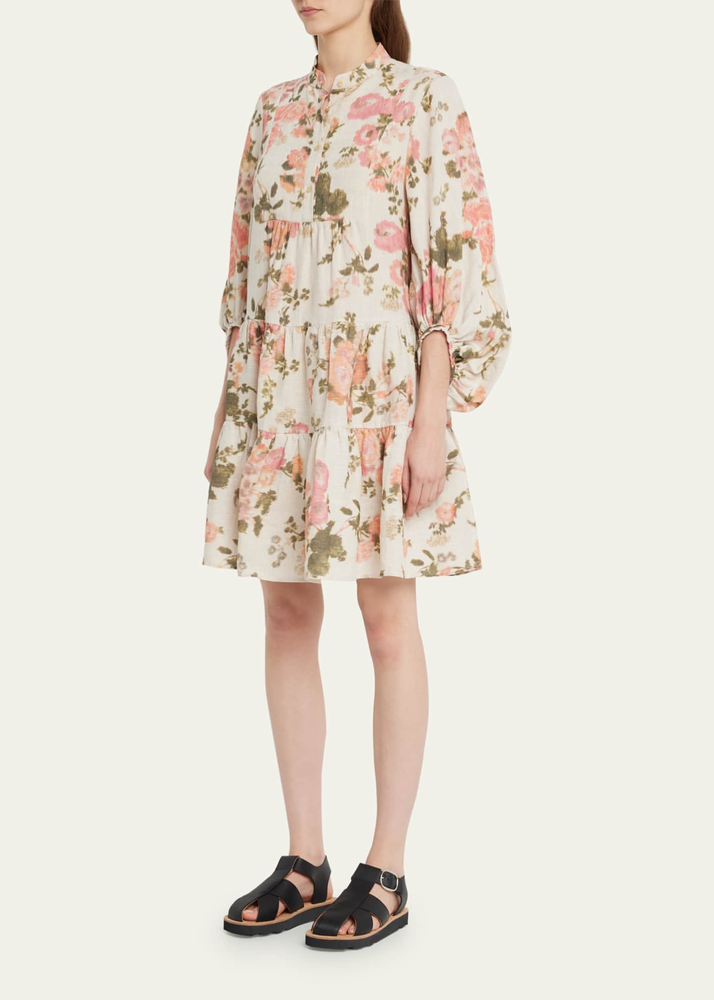 Erdem Winona FloralPrint Tiered Dress Bergdorf Goodman