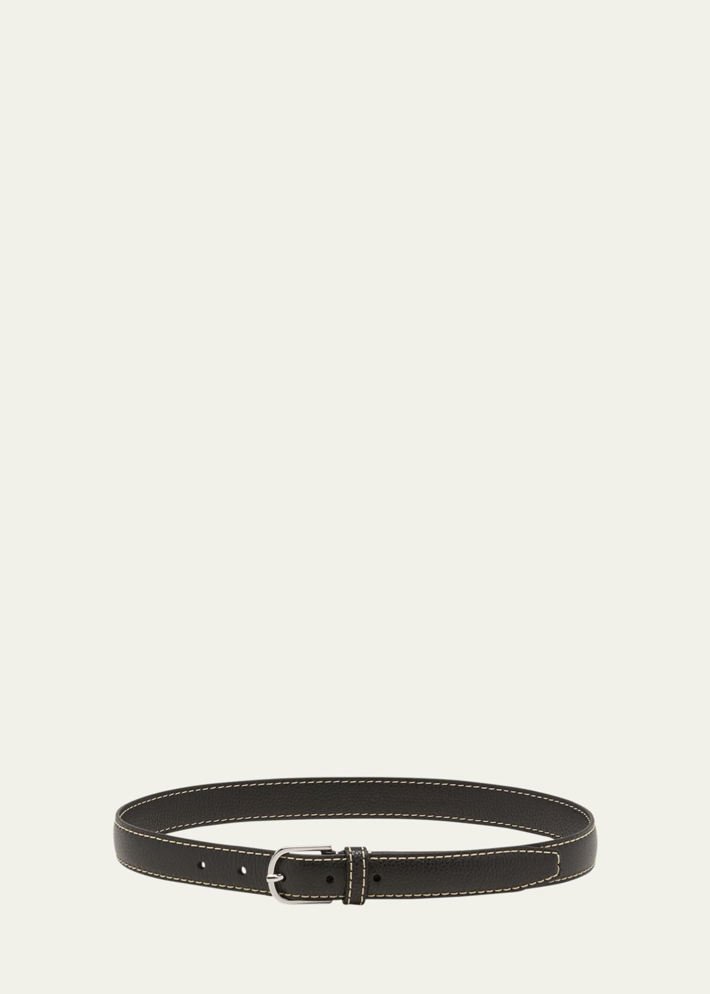 Slim trouser leather belt black grain – TOTEME