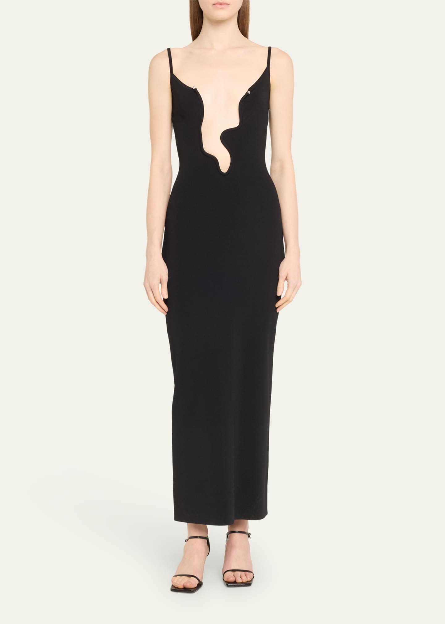 Christopher Esber Salacia Plunging Wavy U-Ring Sleeveless Maxi Dress Image 2 of 5