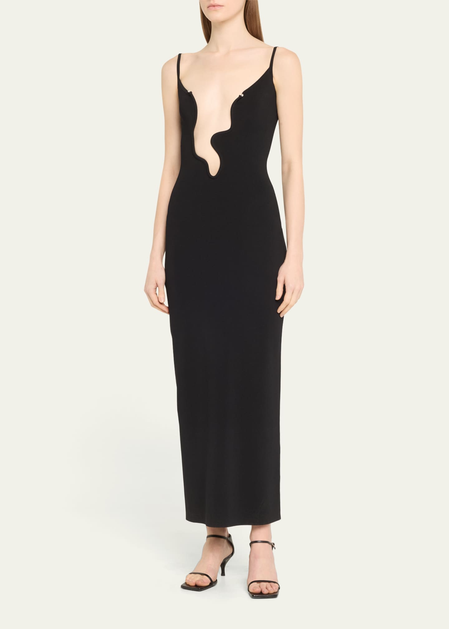 Christopher Esber Salacia Plunging Wavy U-Ring Sleeveless Maxi Dress Image 4 of 5