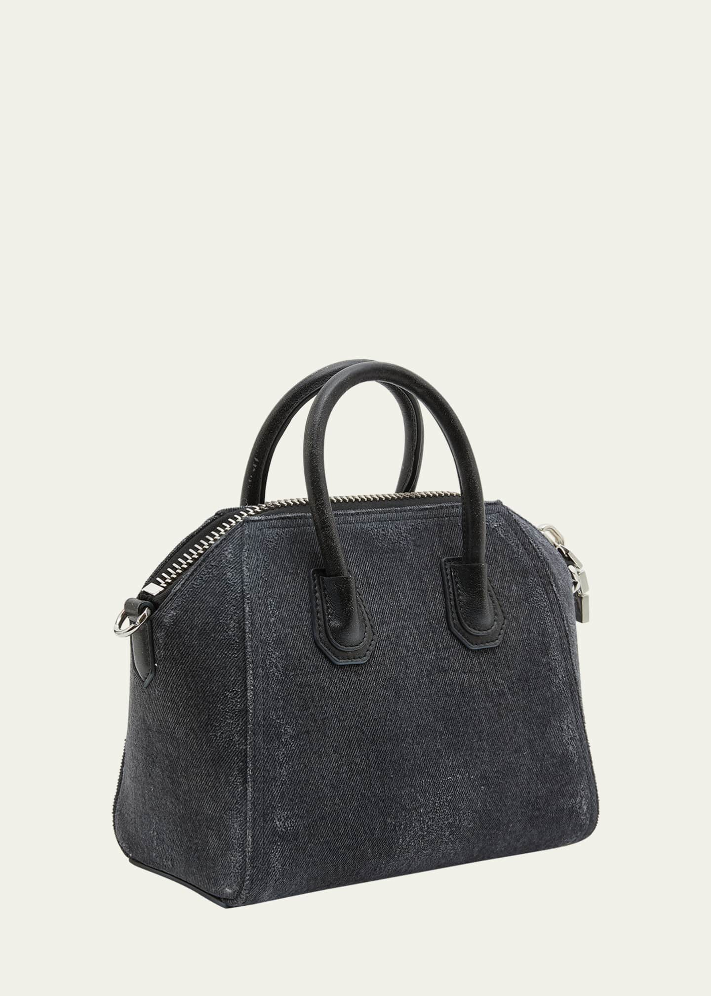 Givenchy Black Mini Antigona Denim Top Handle Bag