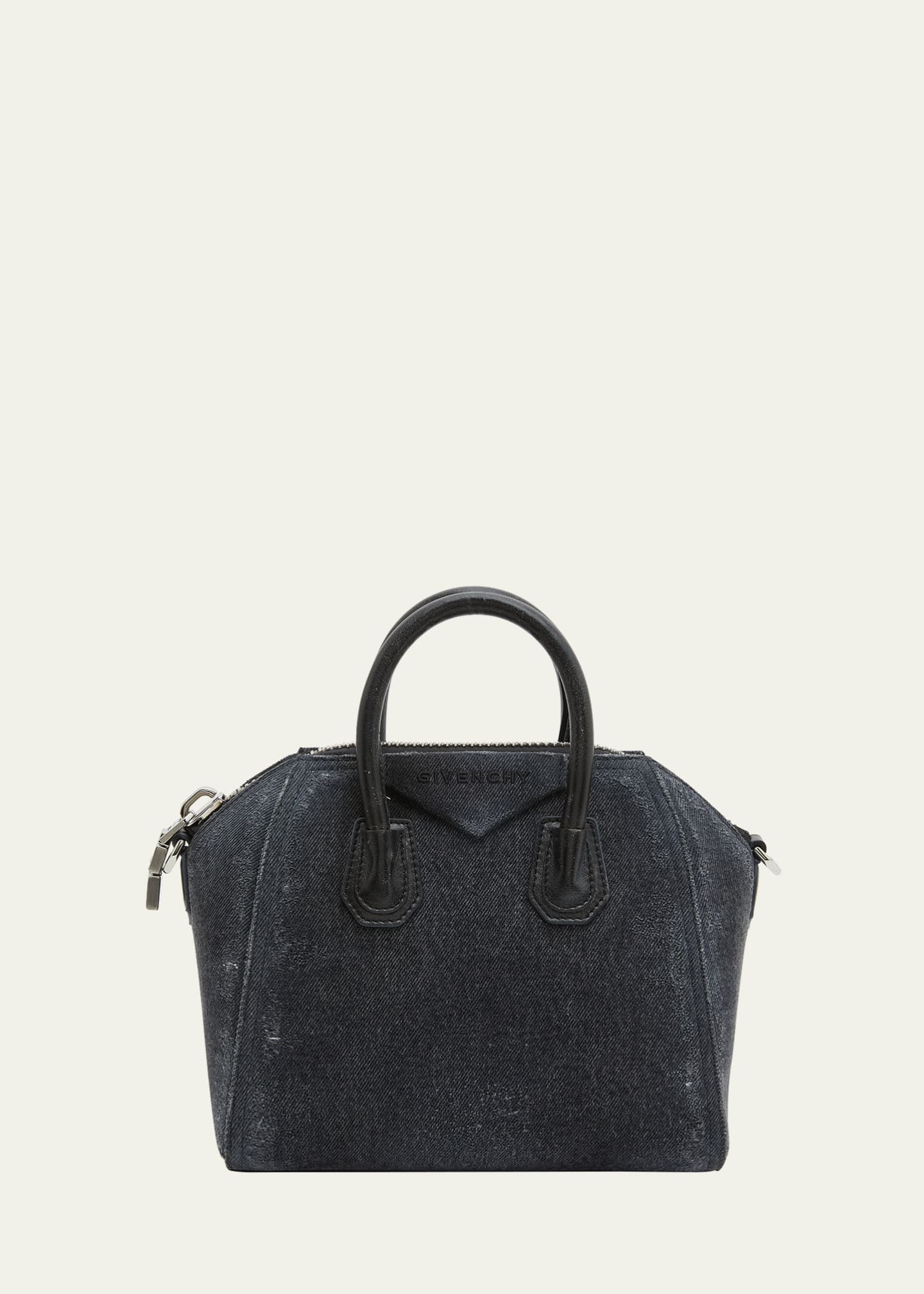 Givenchy Black Mini Antigona Denim Top Handle Bag