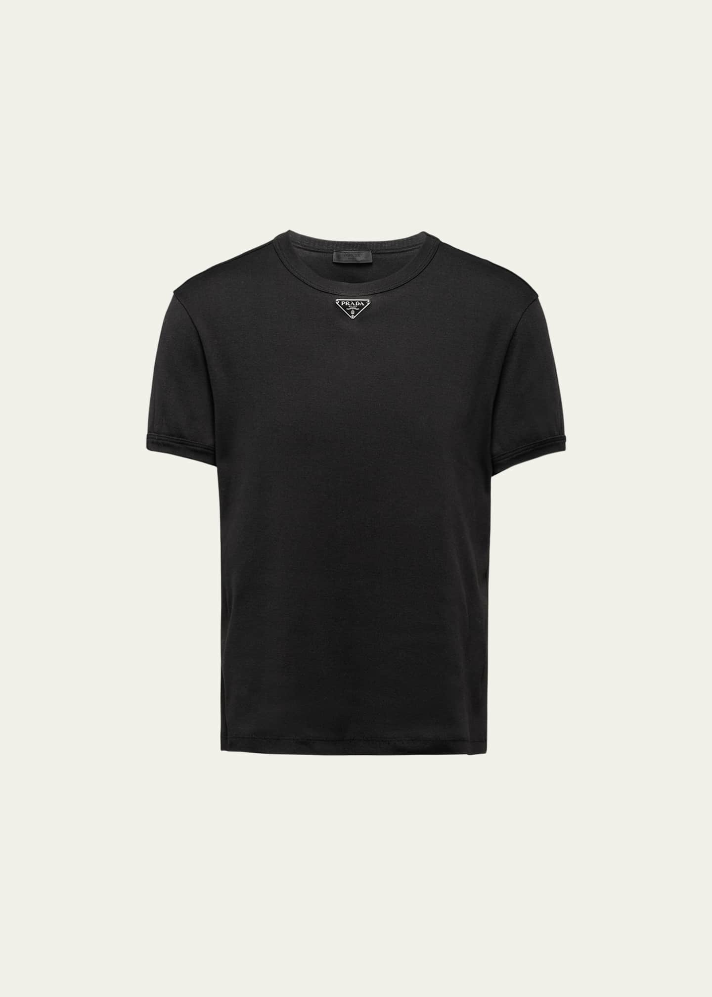 Prada Men's T-Shirt with Enameled Triangle Logo