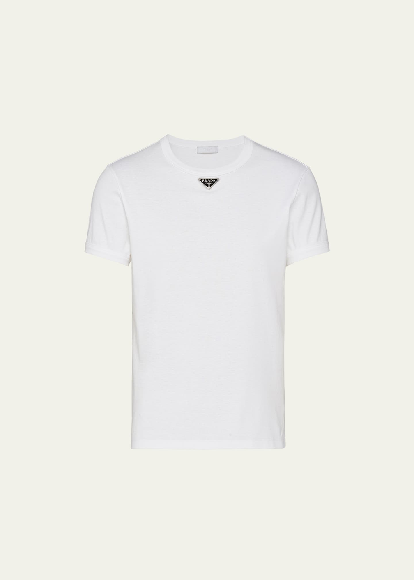 Prada Men's T-Shirt with Enameled Triangle Logo Image 1 of 3