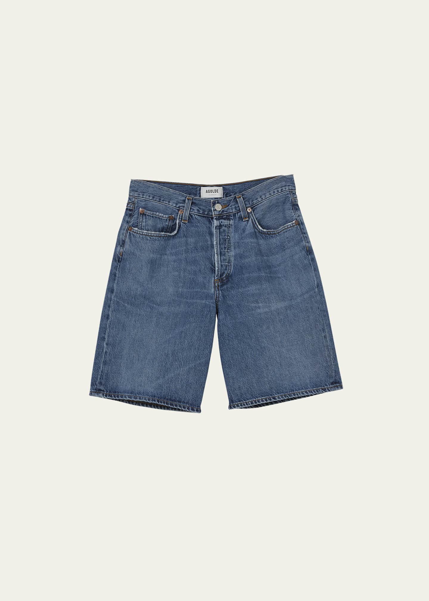 AGOLDE LowRise Denim Knee Shorts Bergdorf Goodman