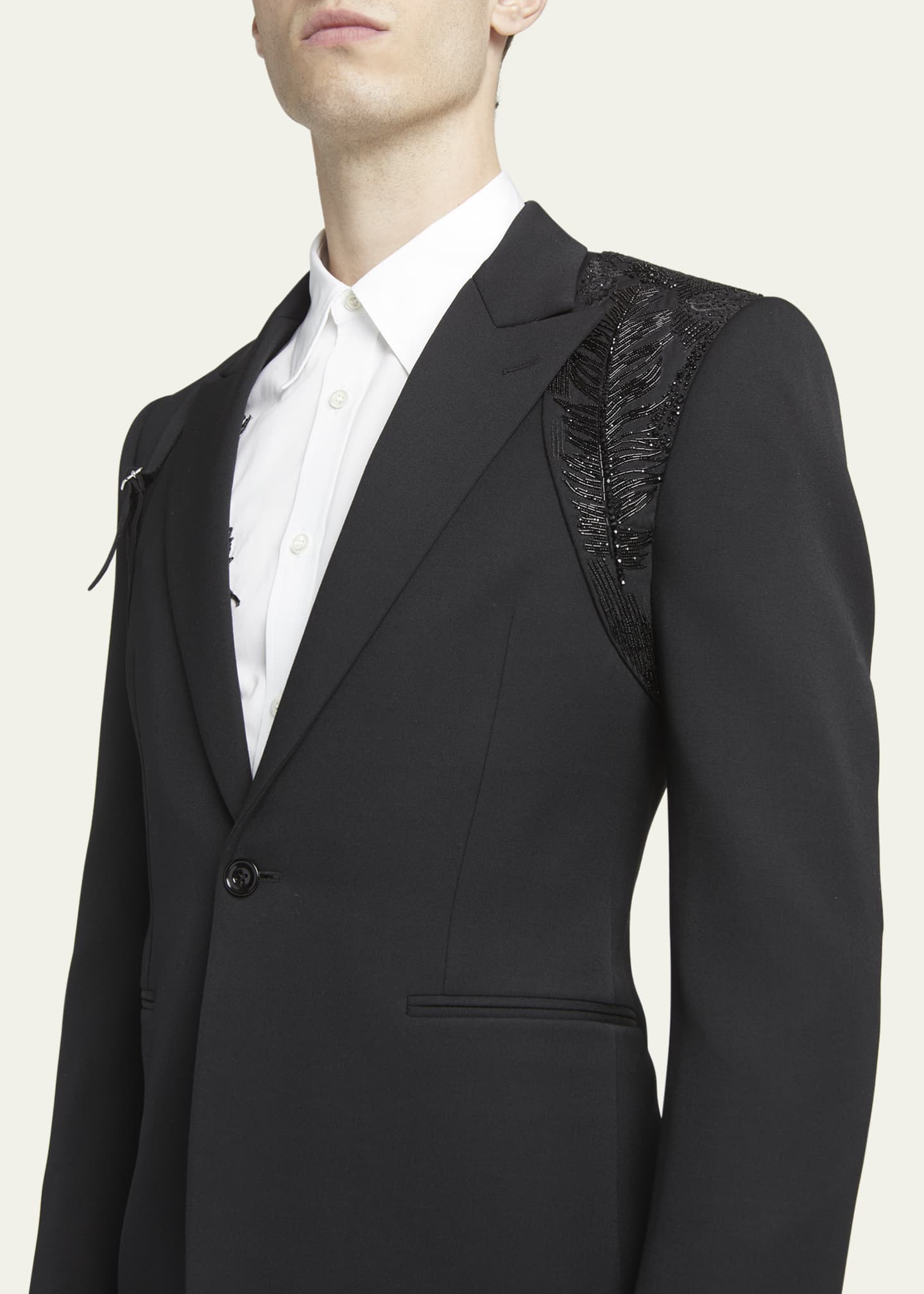 Alexander McQueen Beaded Harness Wool Tuxedo Jacket  Tuxedo jacket,  Designer clothes for men, Prom suits