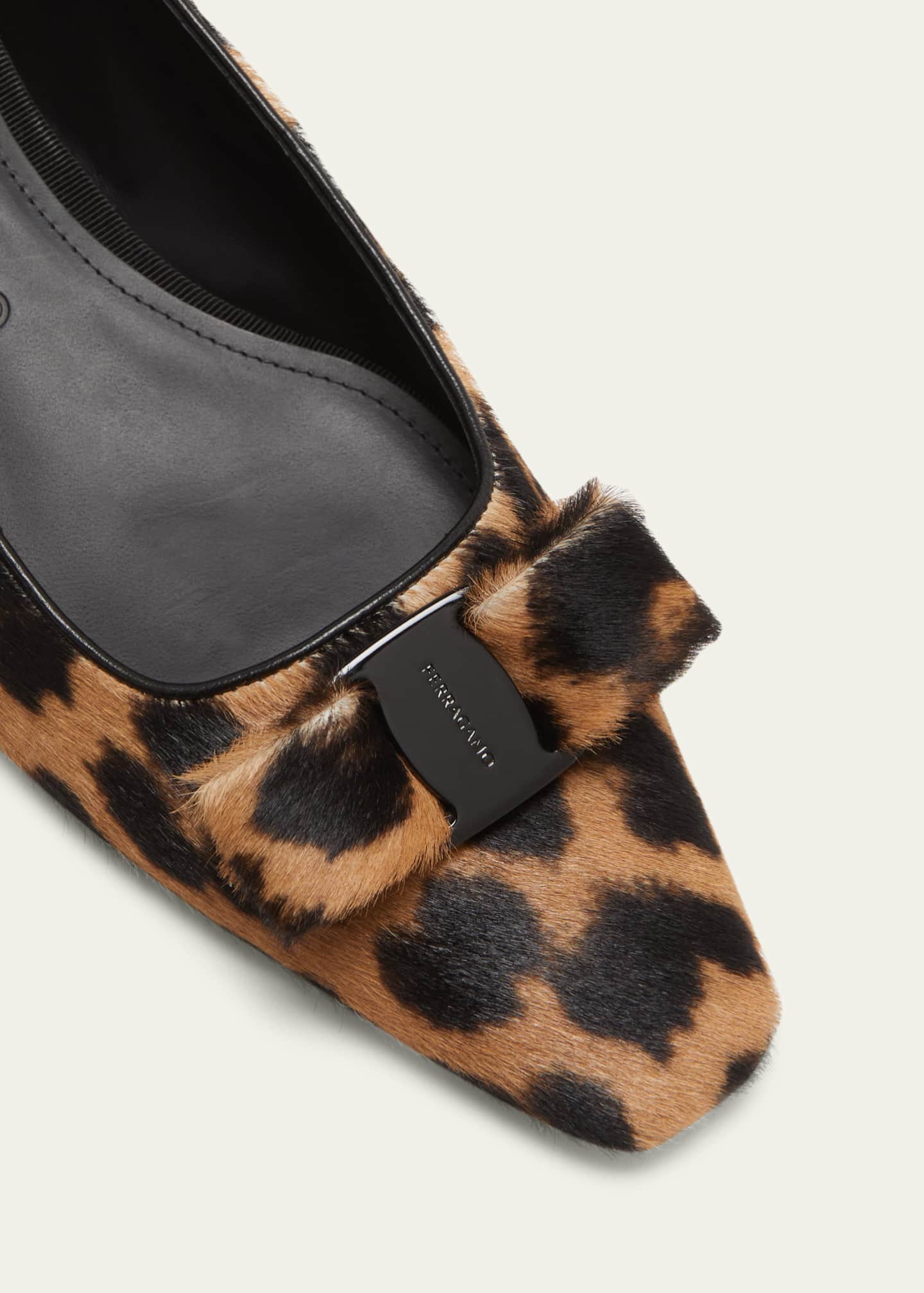 Ferragamo Siwar Leopard Print Bow Ballet Flats