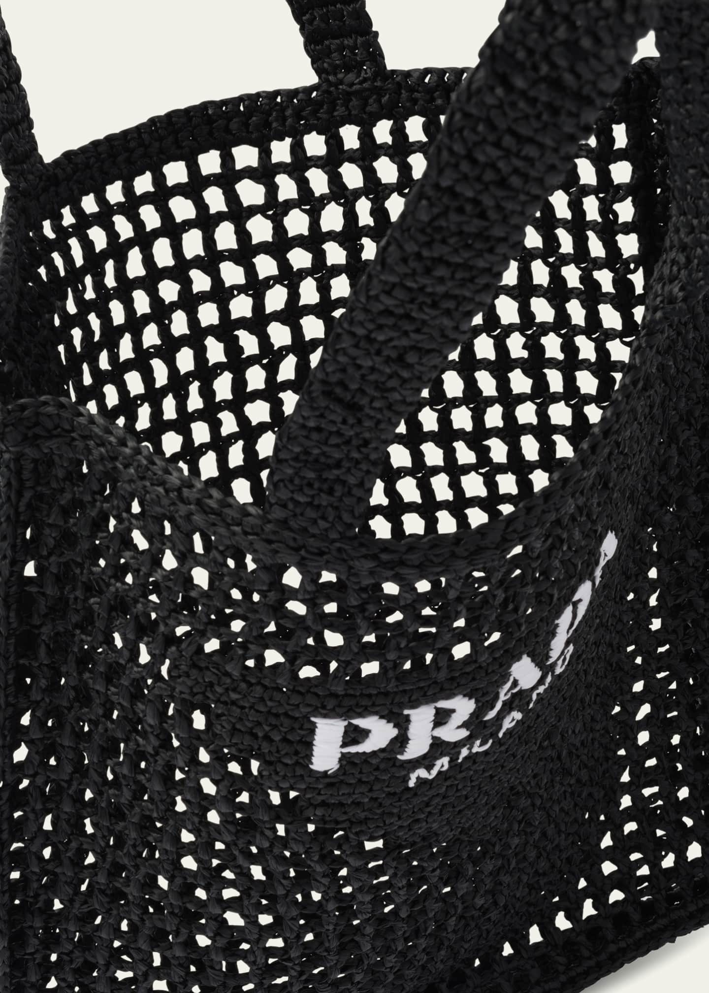 Prada Men's Triangle Logo Raffia Tote Bag Image 4 of 5