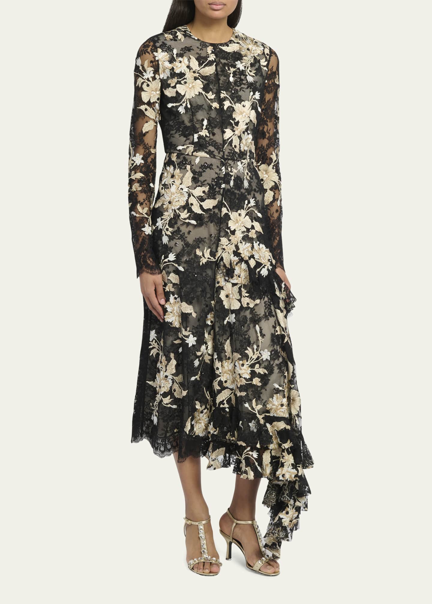 Erdem Lace Dress ERDEM Crystal-embellished Cotton Guipure Lace Midi Dress  NET-A
