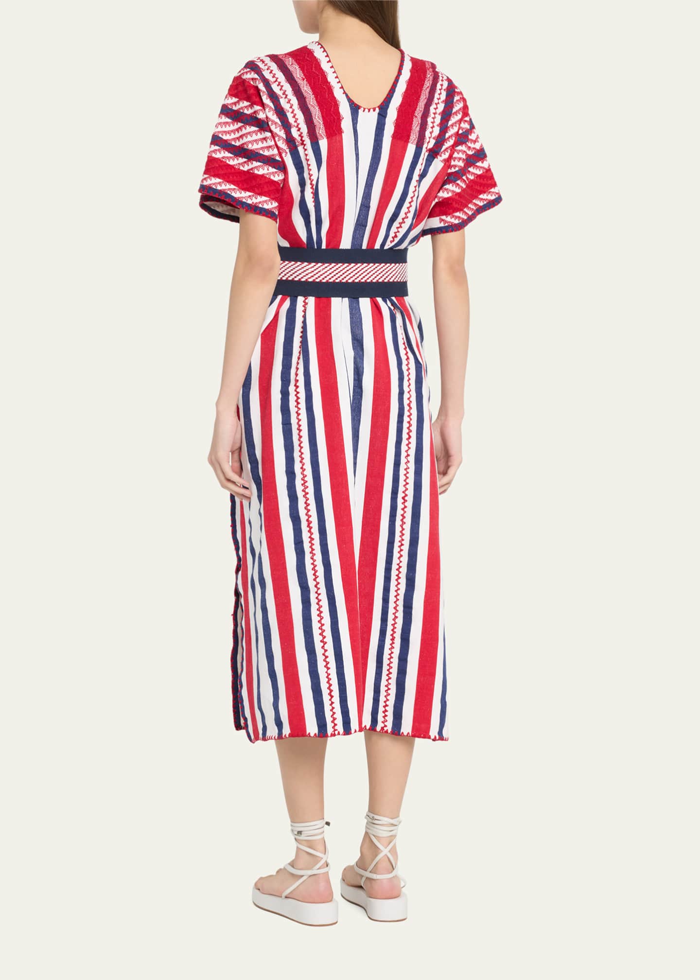 Pippa Holt Three-Panel Striped Embroidered Midi Kaftan Image 3 of 5