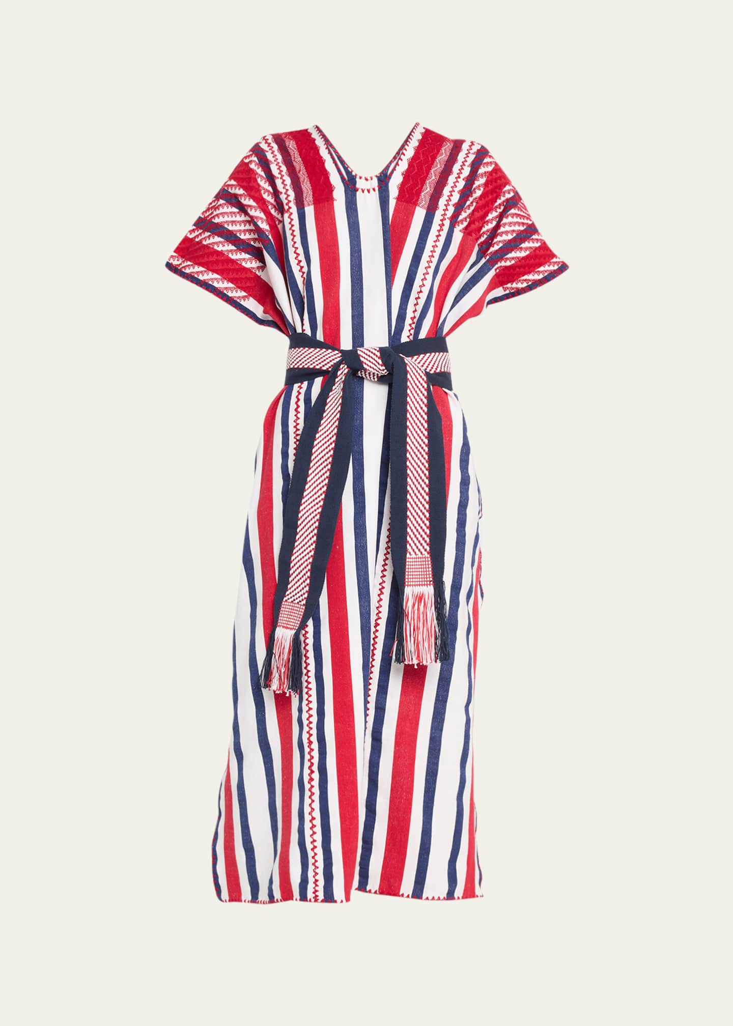 Pippa Holt Three-Panel Striped Embroidered Midi Kaftan Image 1 of 5