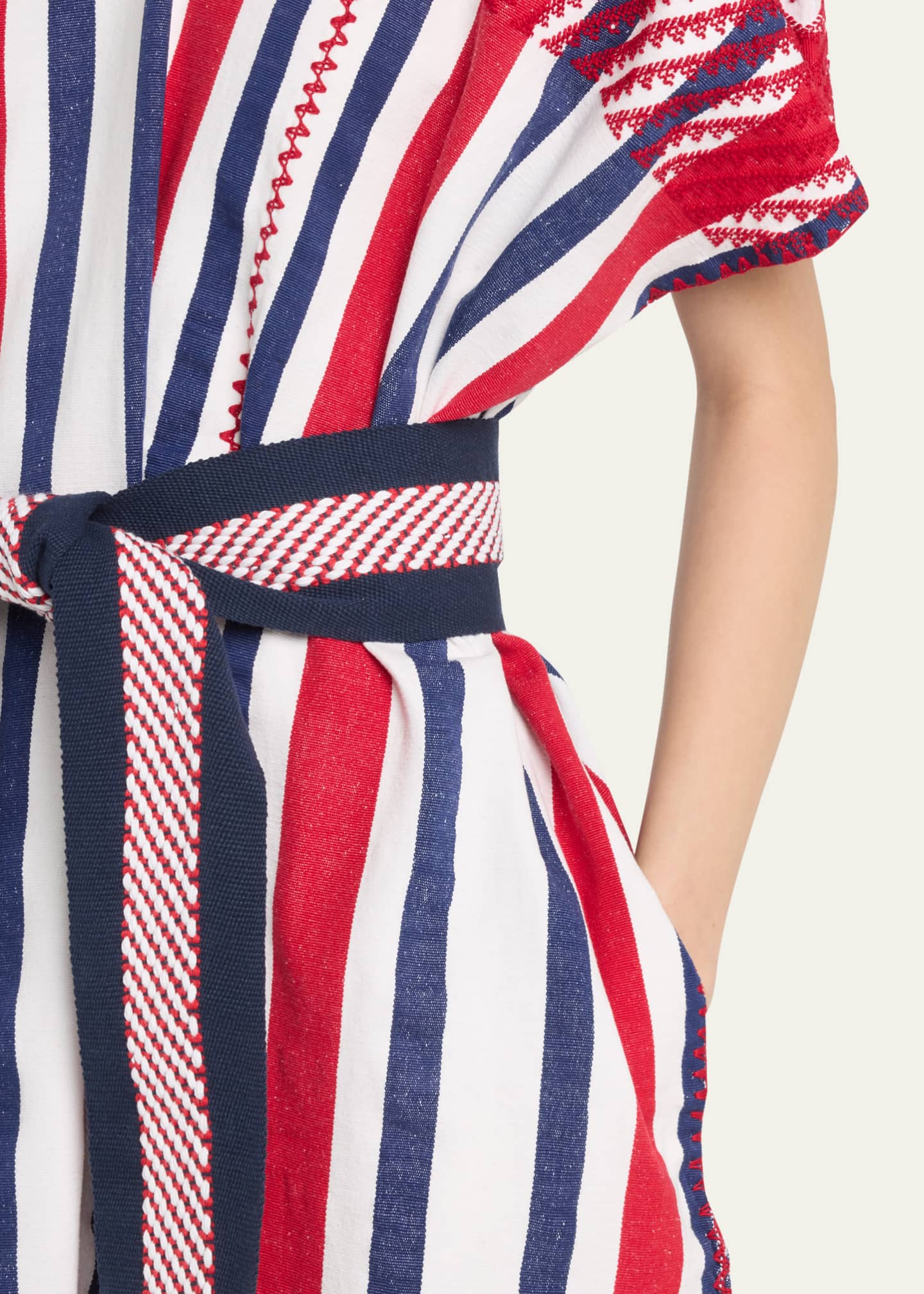 Pippa Holt Three-Panel Striped Embroidered Midi Kaftan Image 5 of 5