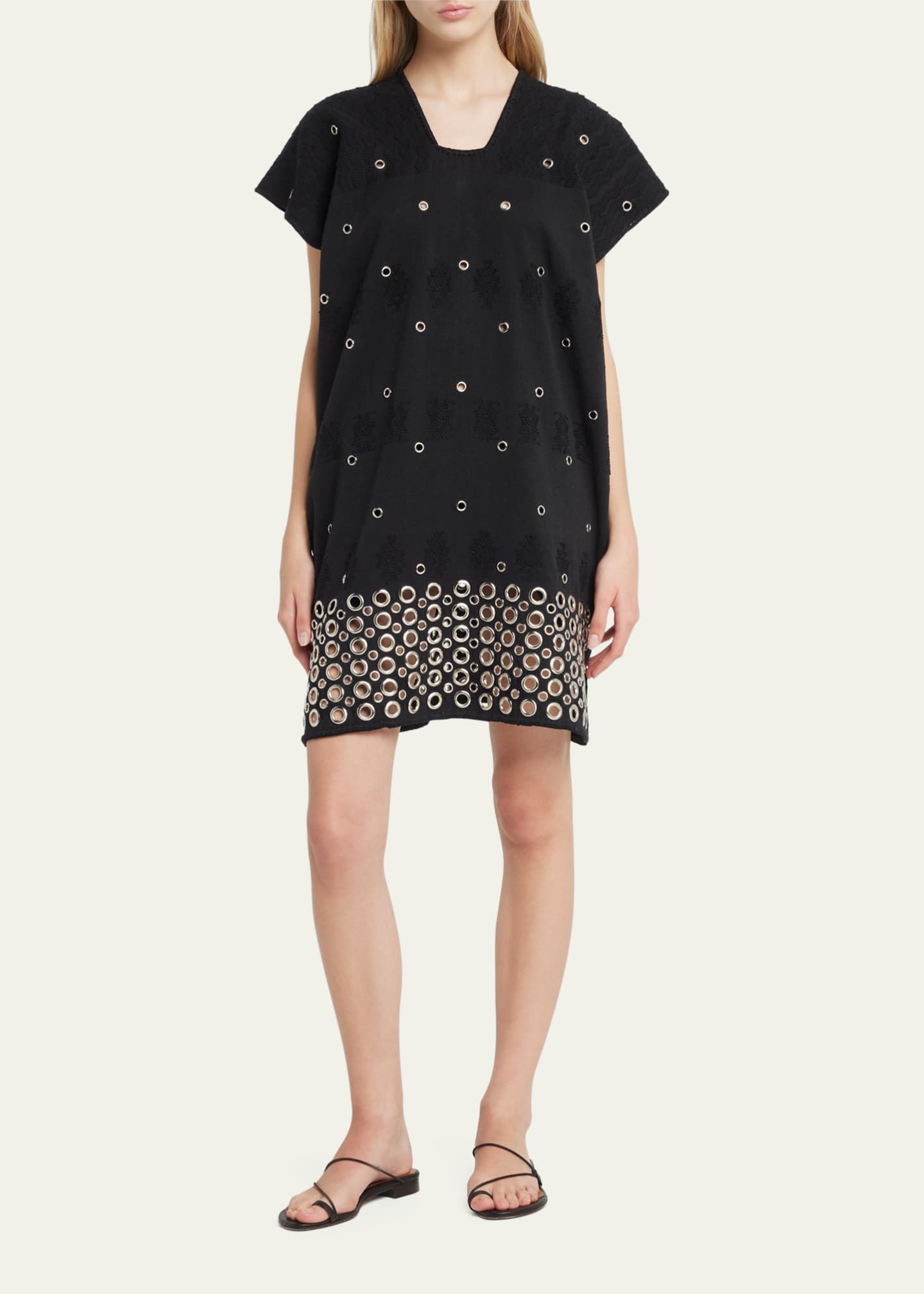 Pippa Holt SinglePanel GrommetEmbellished Mini Kaftan Bergdorf Goodman