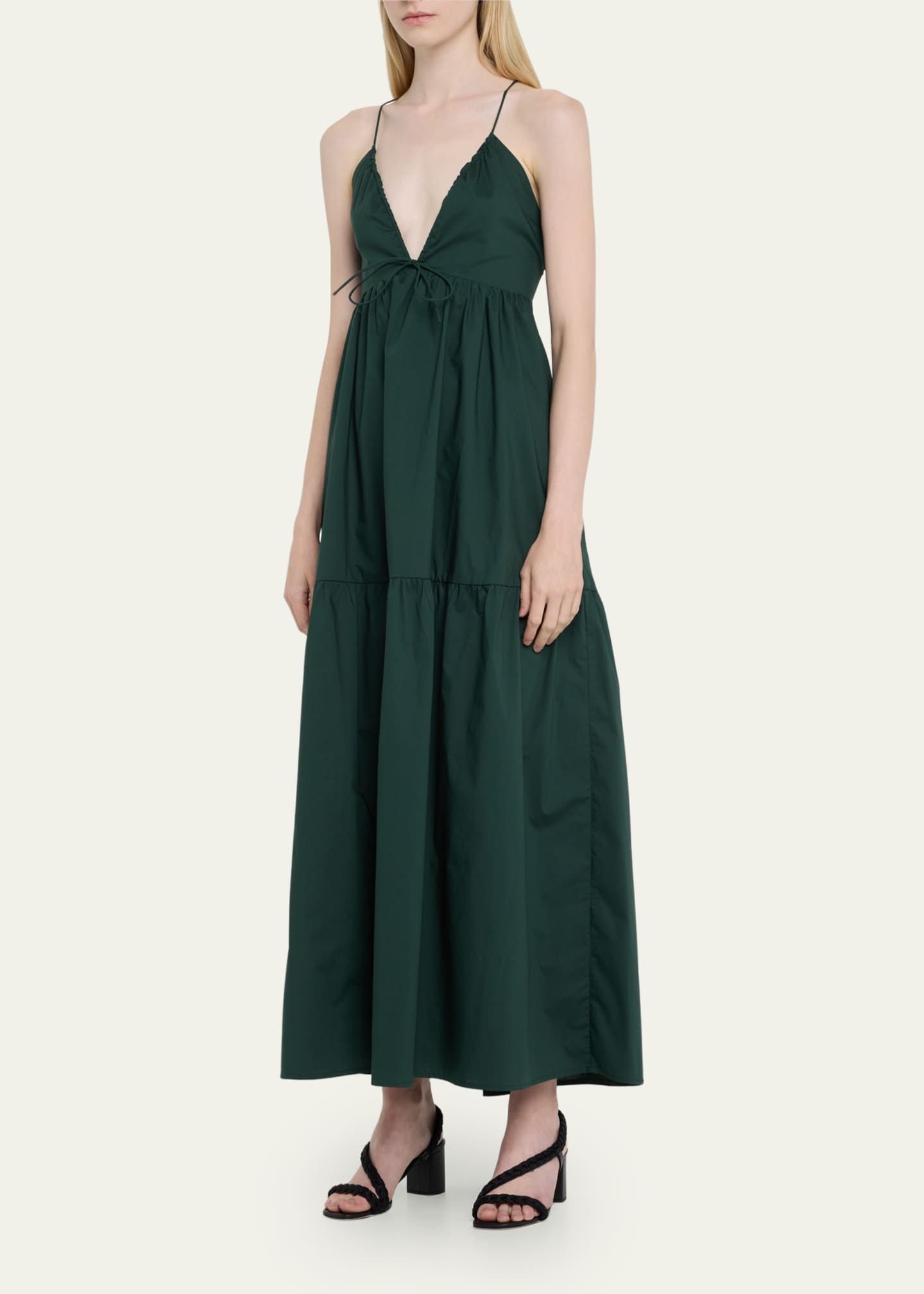 BIRD & KNOLL Hana Tiered VNeck Maxi Dress Bergdorf Goodman