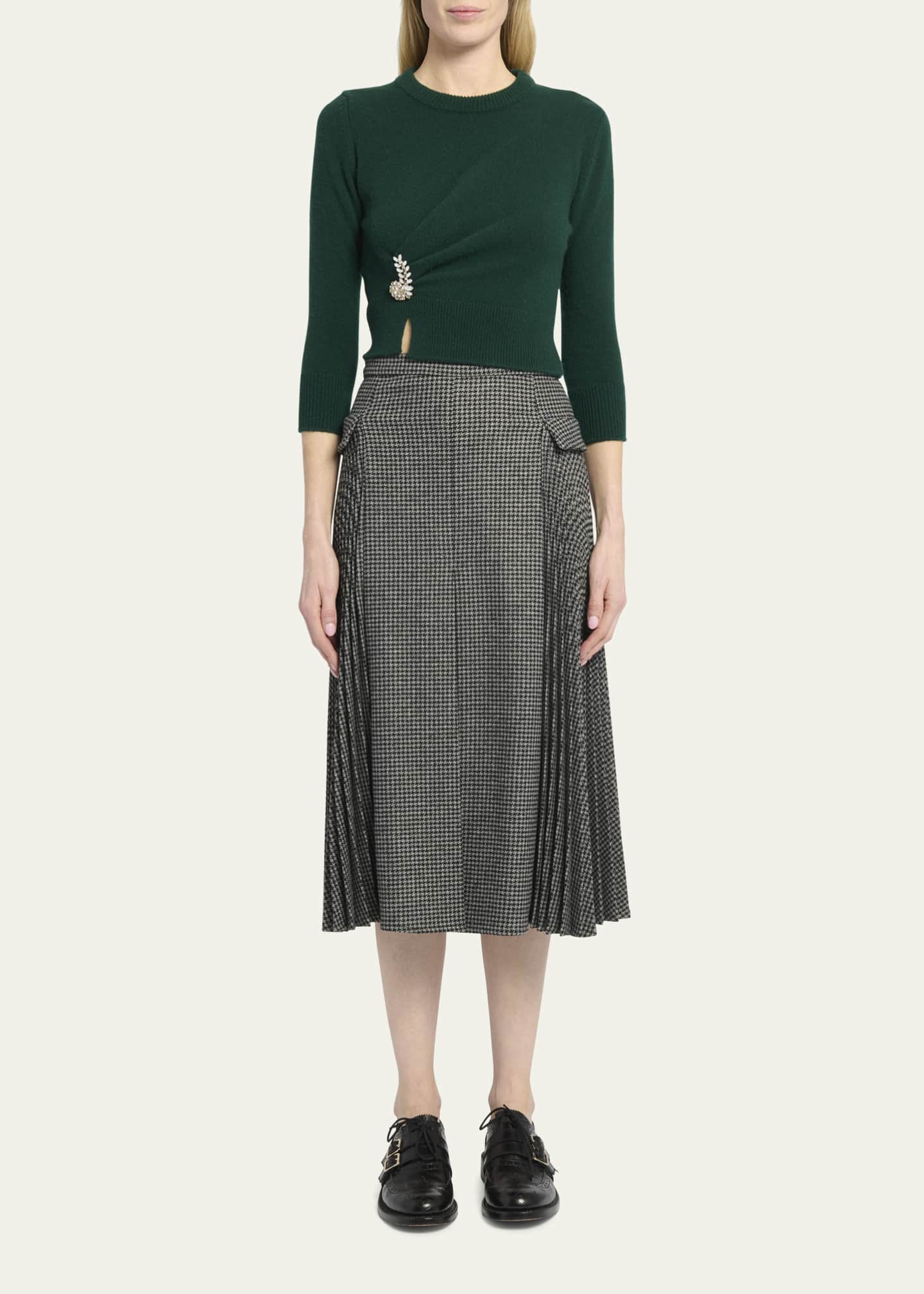 Erdem Wool Knit Jumper with Draped Front Detail Bergdorf Goodman