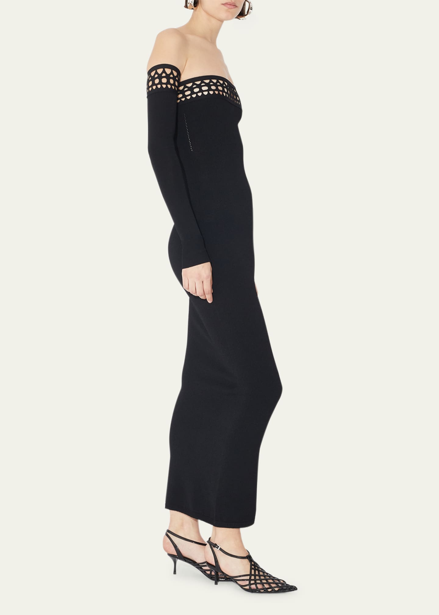 ALAIA Vienne Strapless Long Dress with Removable Sleeves