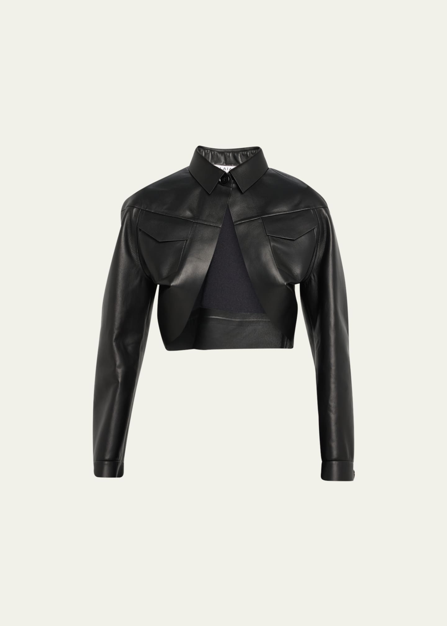 ALAIA Cropped Leather Shrug Jacket - Bergdorf Goodman