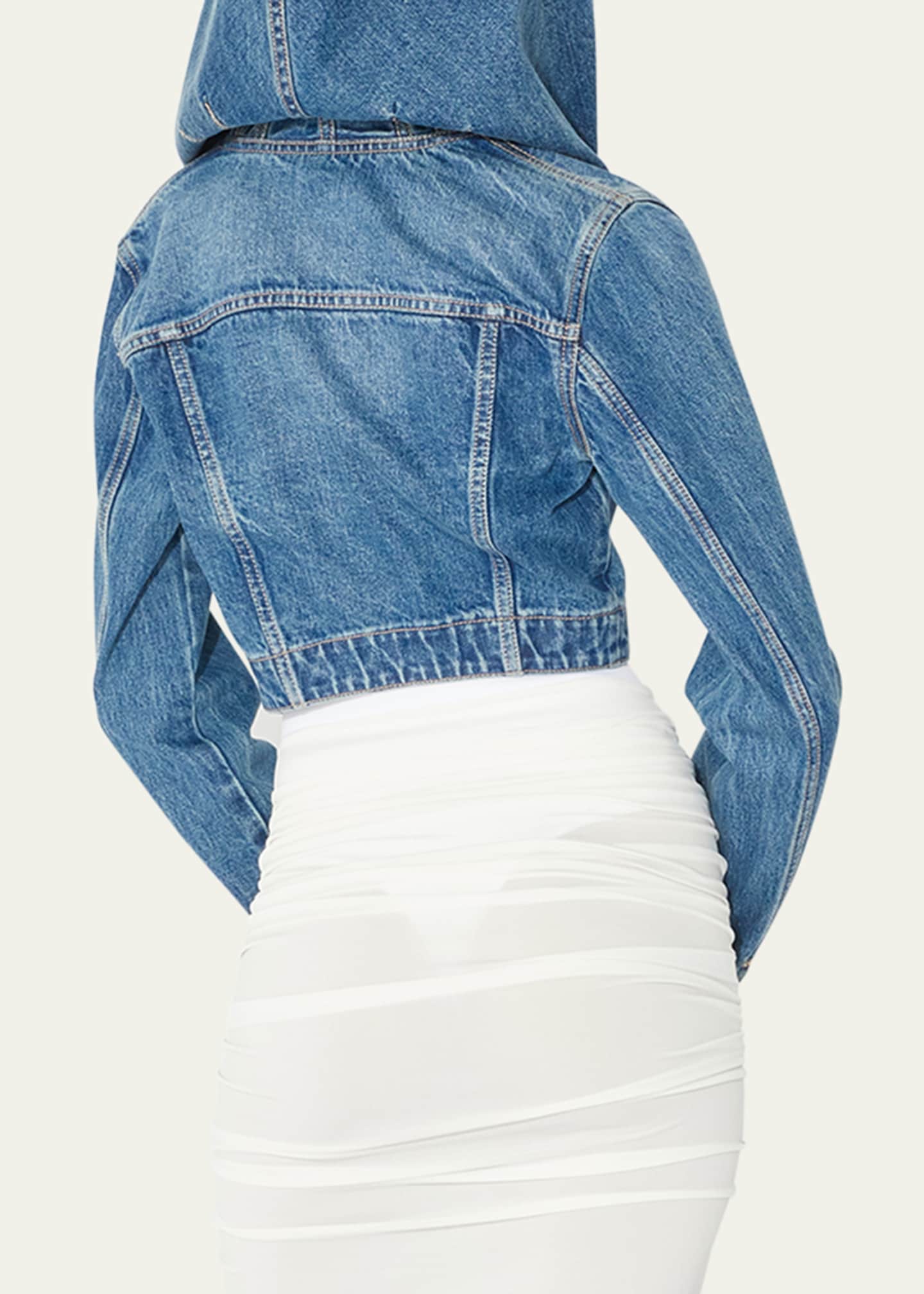 Cropped hooded denim jacket discount