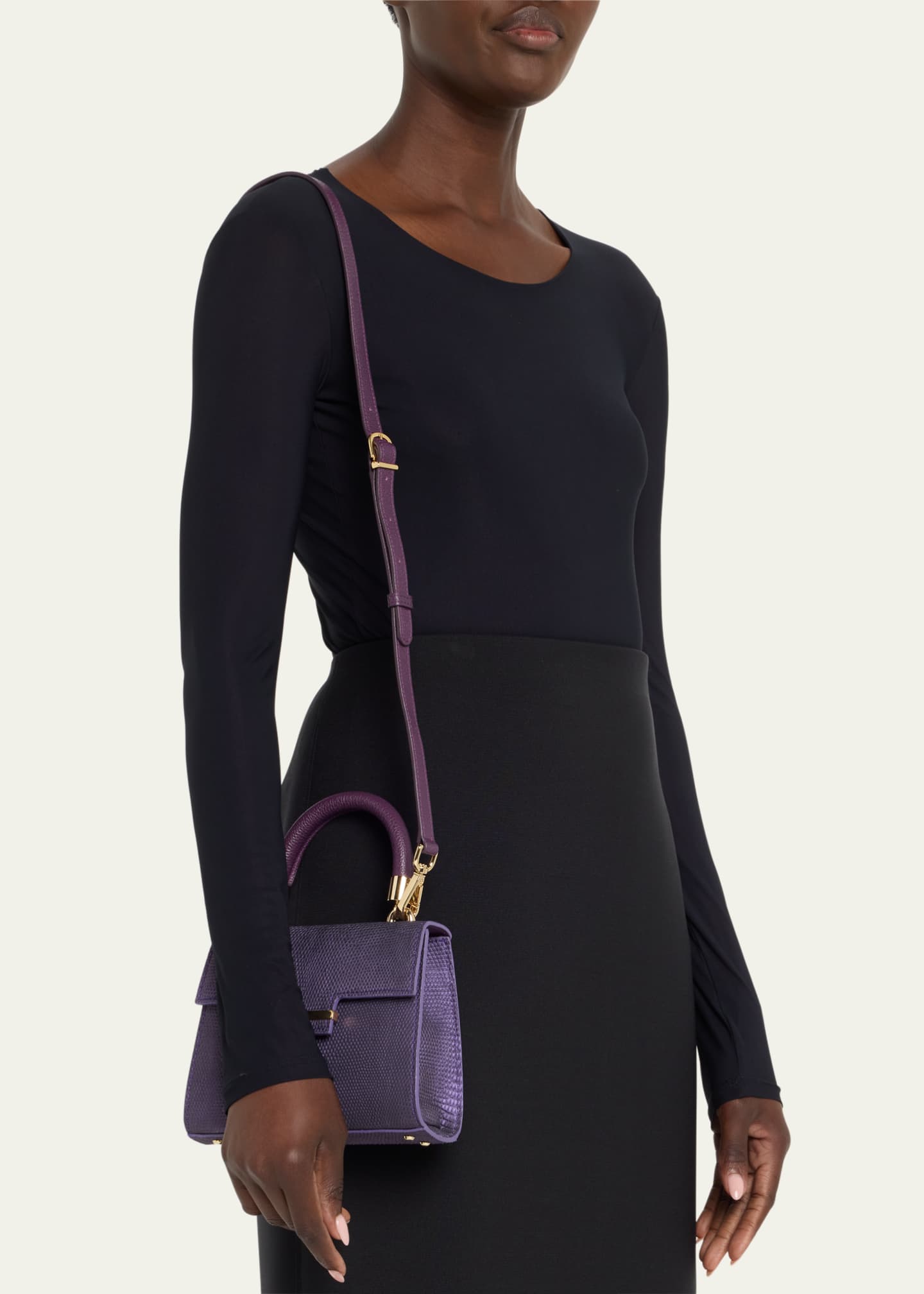 Maria Oliver Michelle Mini Lizard TopHandle Bag Bergdorf Goodman