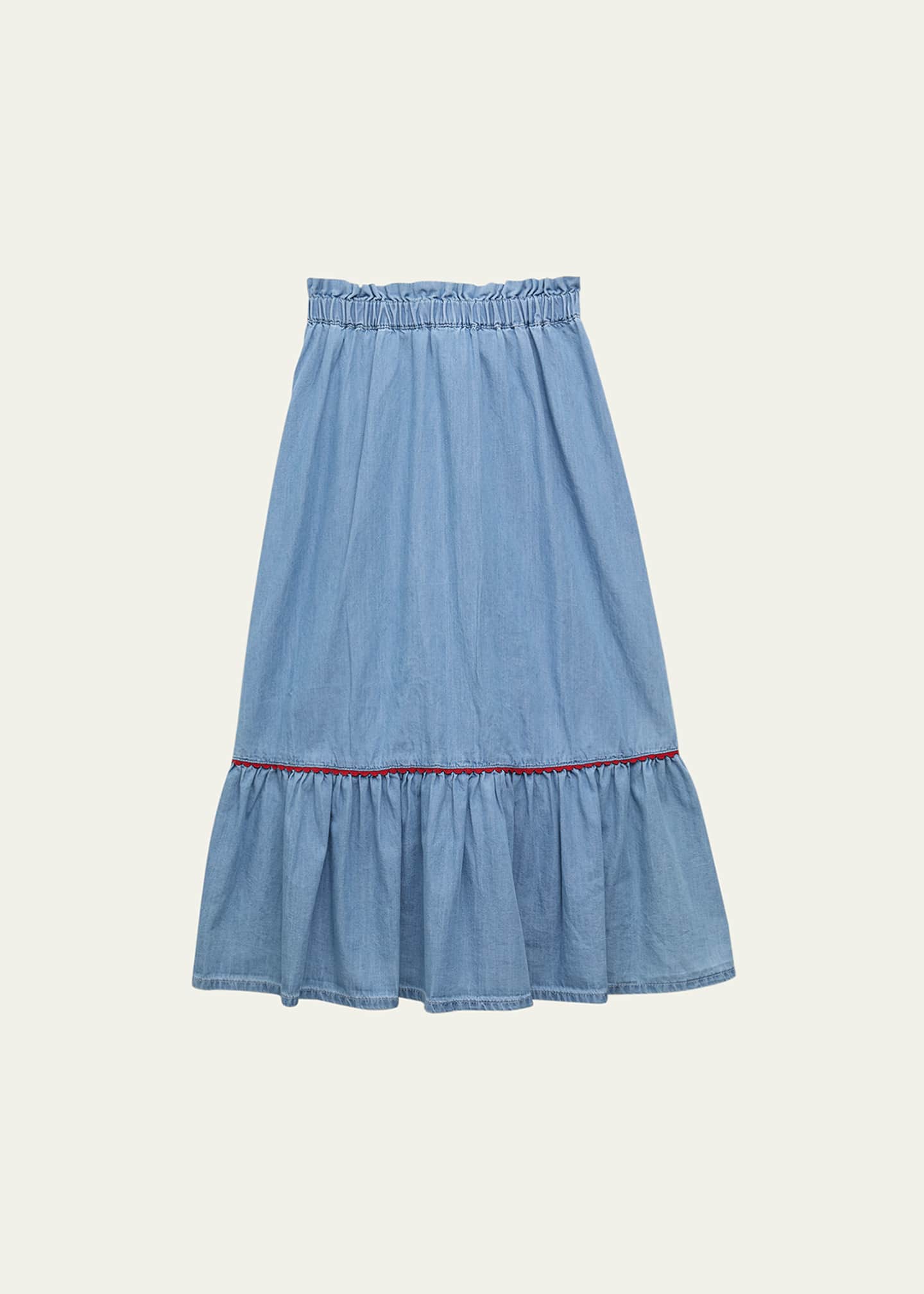 Bonton Girl's Denon Long Denim Skirt, Size 4-12