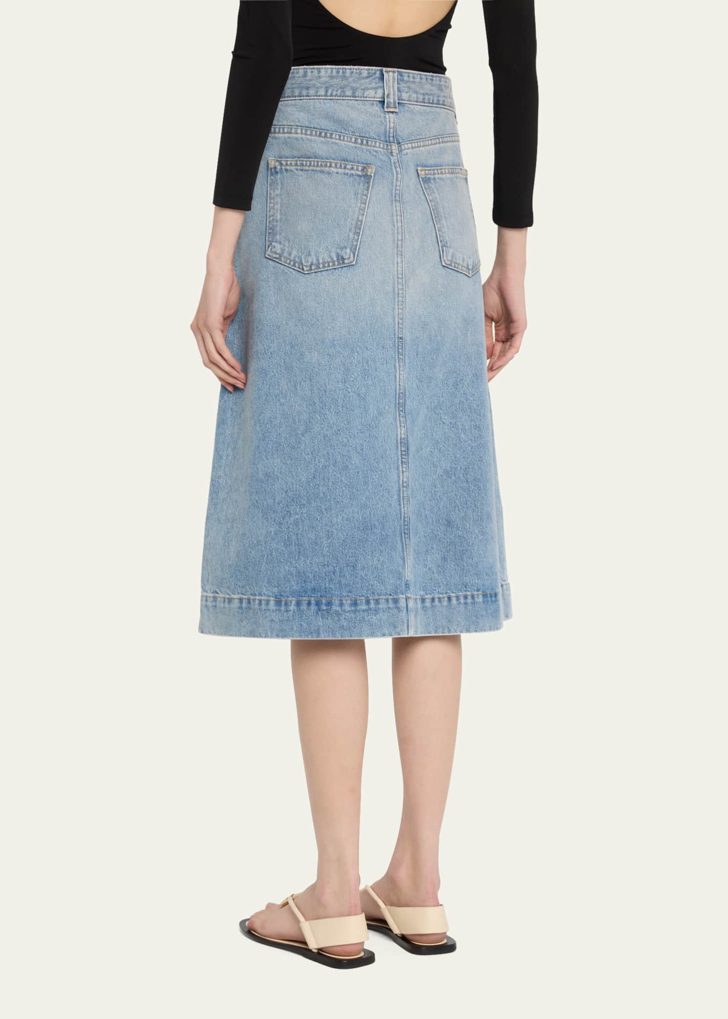 【KHAITE】charlene denim ミディ スカート Khaite Charlene Denim Midi Skirt - Bergdorf Goodman