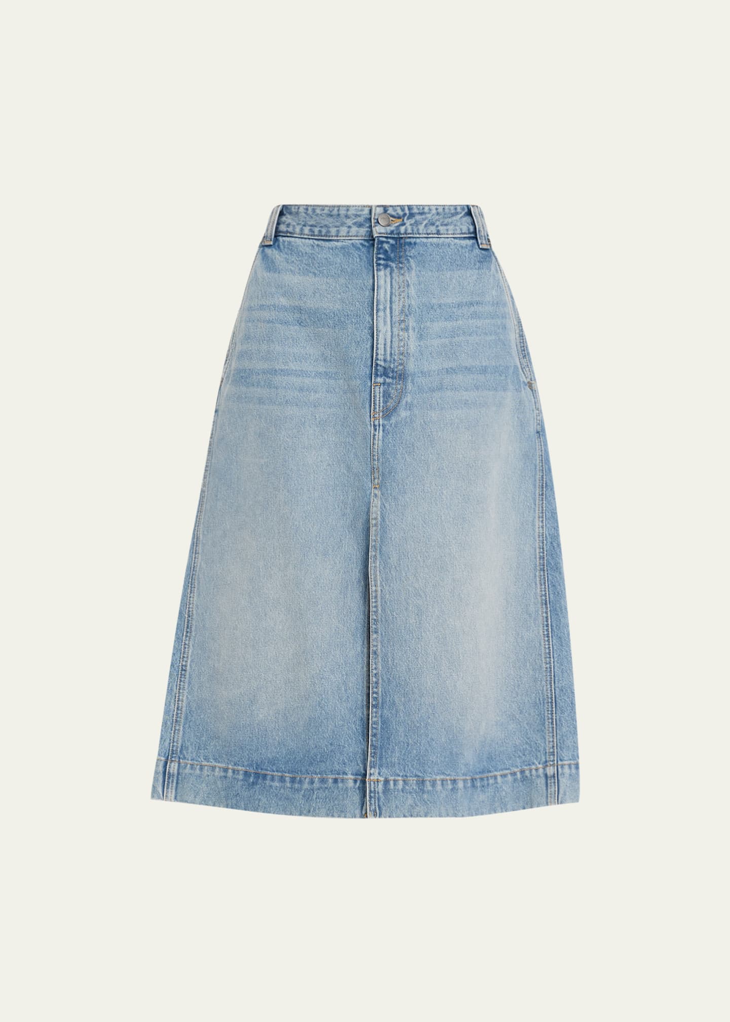 Khaite Charlene Denim Midi Skirt Image 1 of 5
