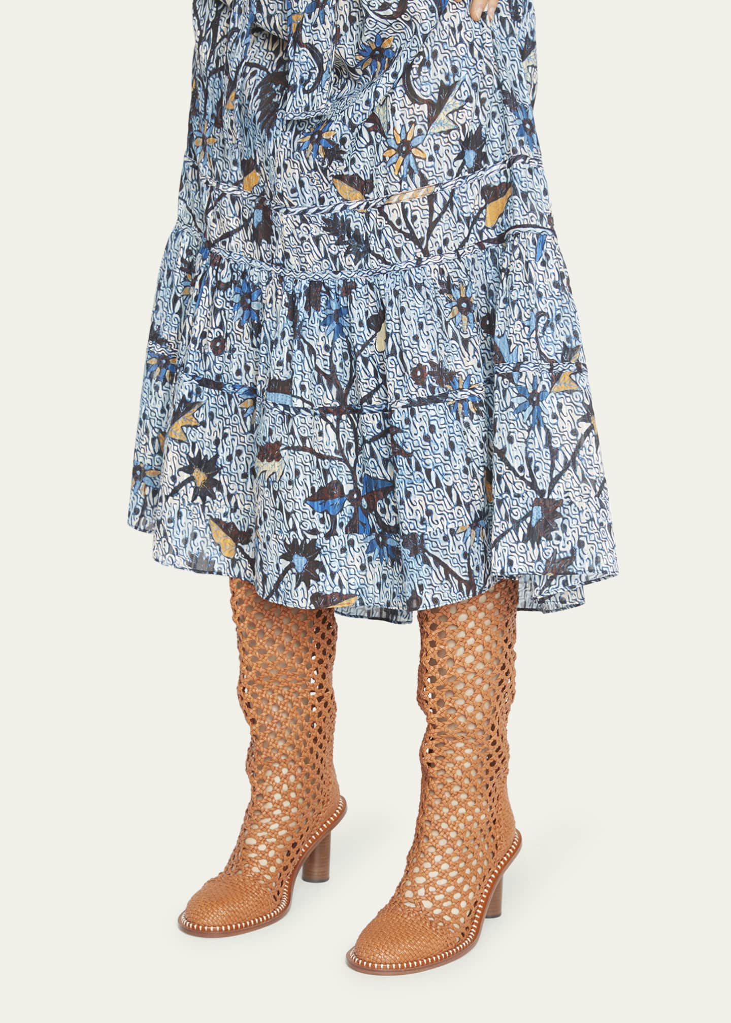 Ulla Johnson Hannah Woven Leather and Raffia Boots Bergdorf Goodman