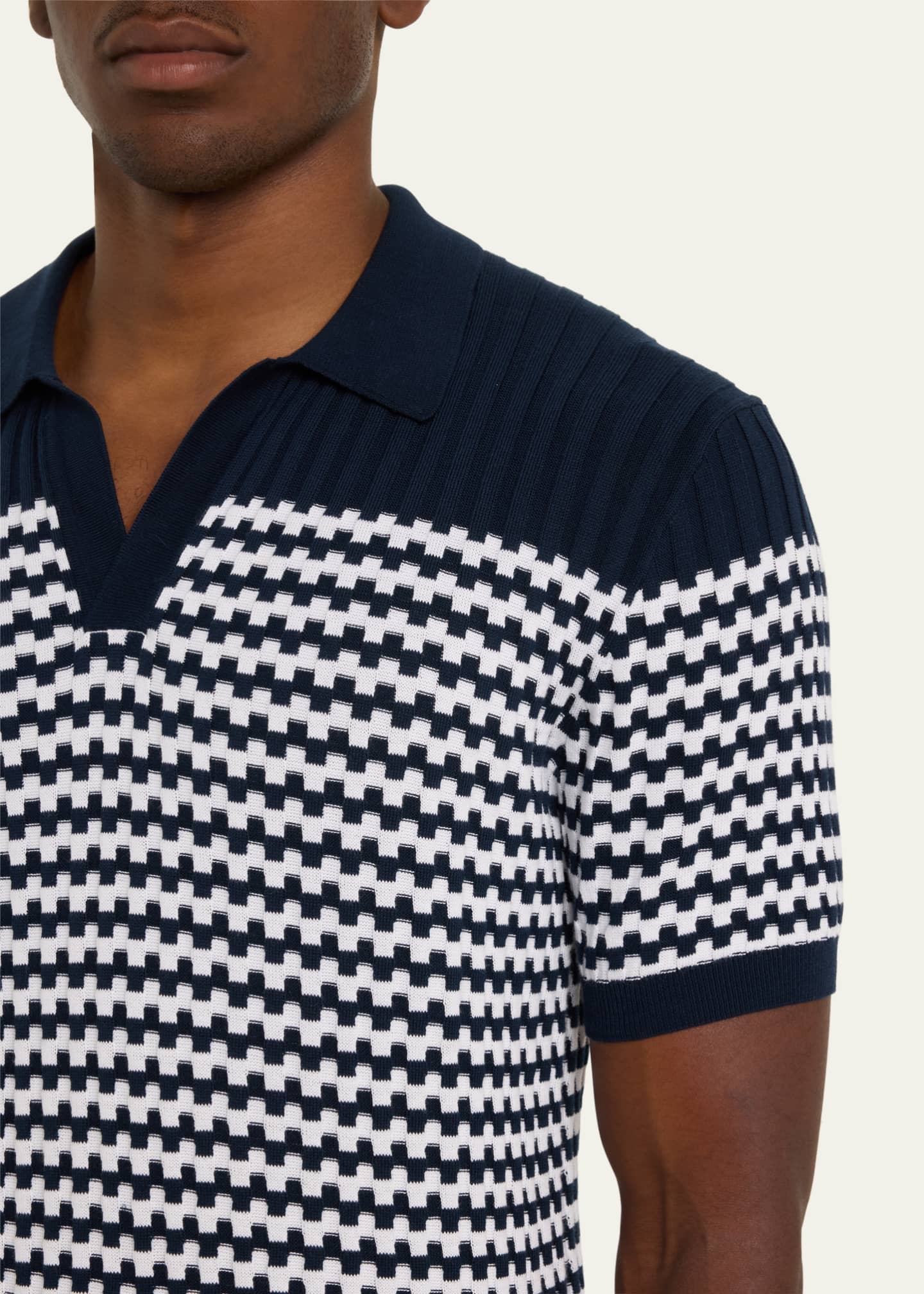 Orlebar Brown Men's Canet Checkerboard Stitch Polo Shirt - Bergdorf Goodman