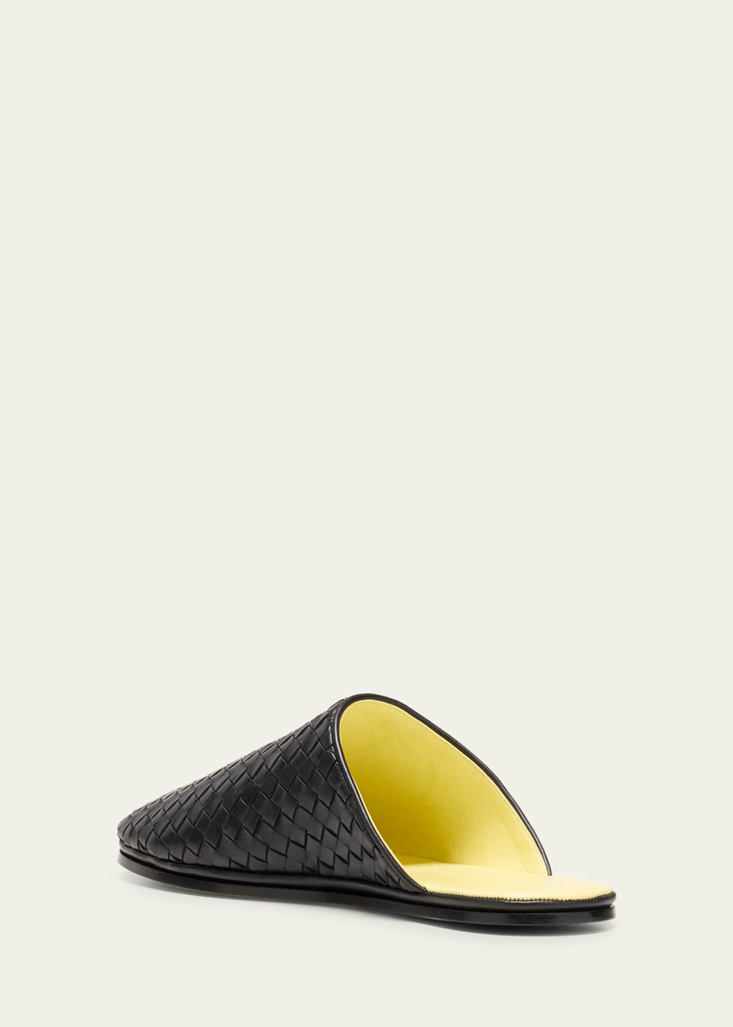 Bottega Veneta Men's Sunday Open-Back Intrecciato Leather Slippers Image 4 of 5