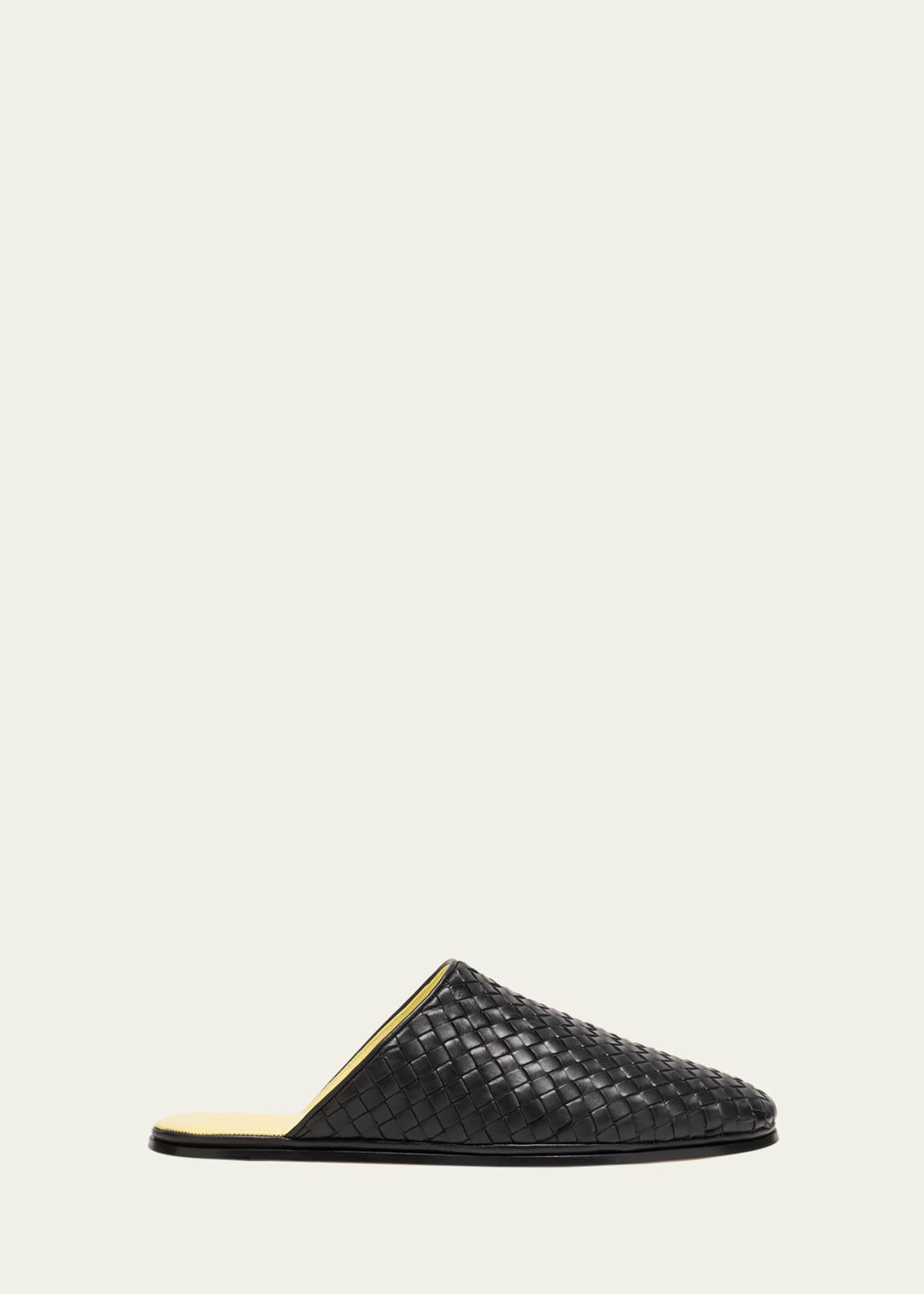 Bottega Veneta Men's Sunday Open-Back Intrecciato Leather Slippers Image 1 of 5
