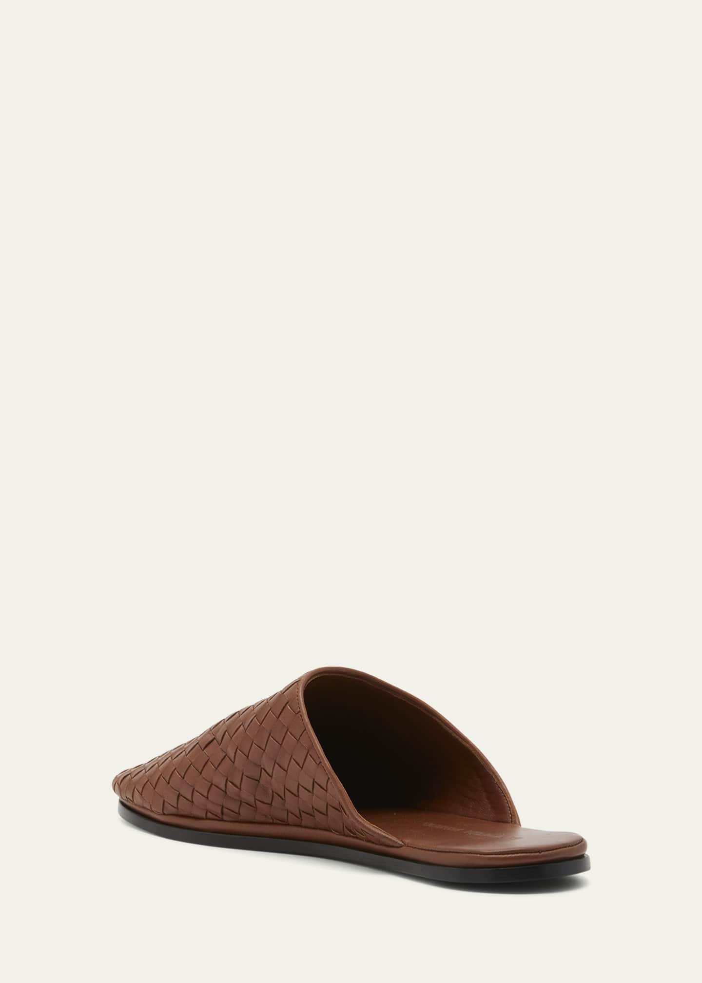 Bottega Veneta Men's Sunday Open-Back Intrecciato Leather Slippers ...