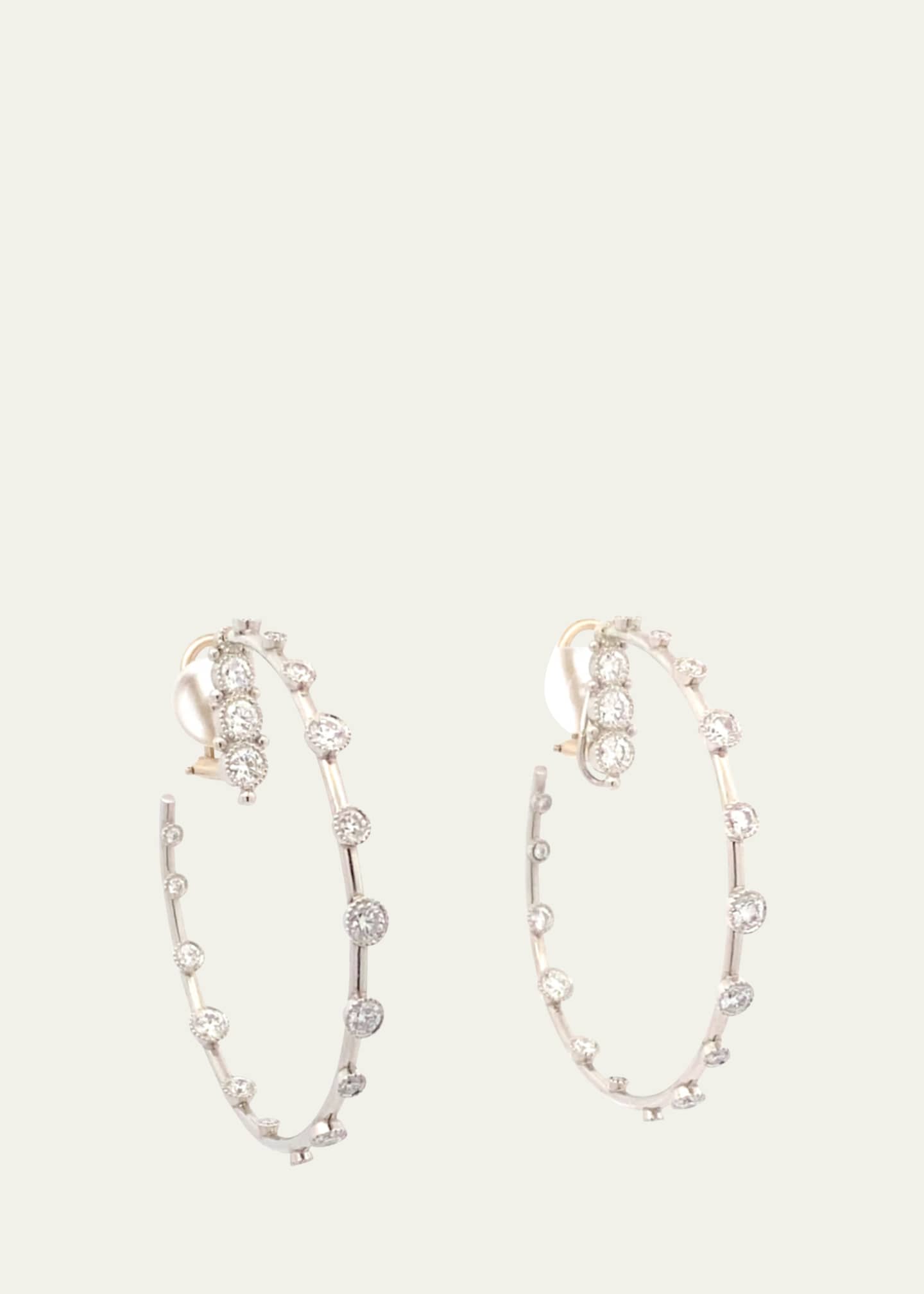 Featherstone Design Platinum Hoop Earrings with Diamonds Bergdorf Goodman