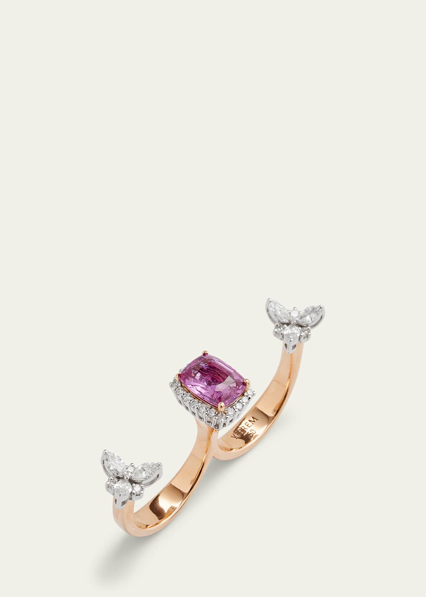 Yeprem 18K Rose Gold Statement Ring with Pink Sapphire and Diamonds