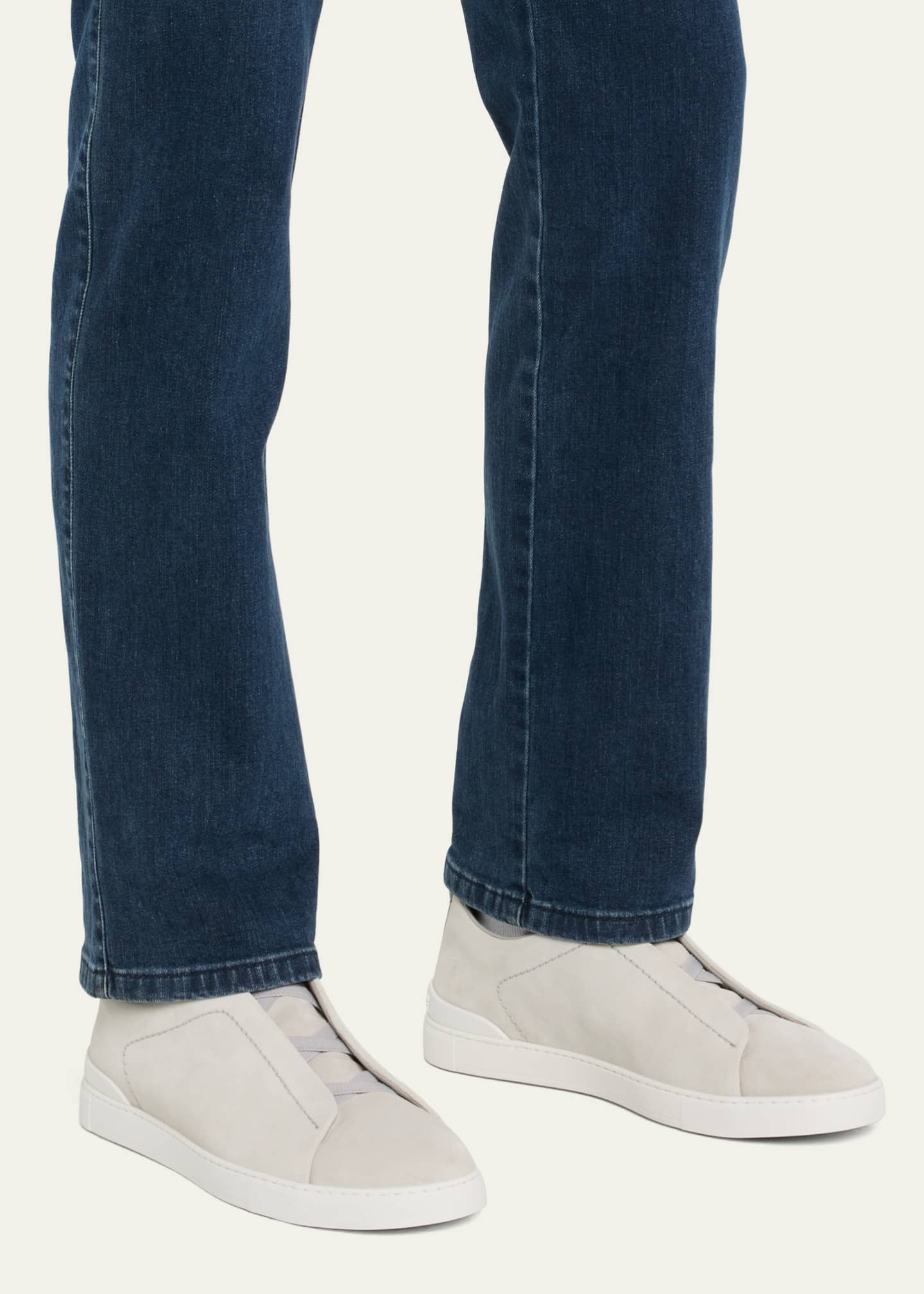 ZEGNA Men's Triple Stitch Suede Low-Top Sneakers Image 2 of 5