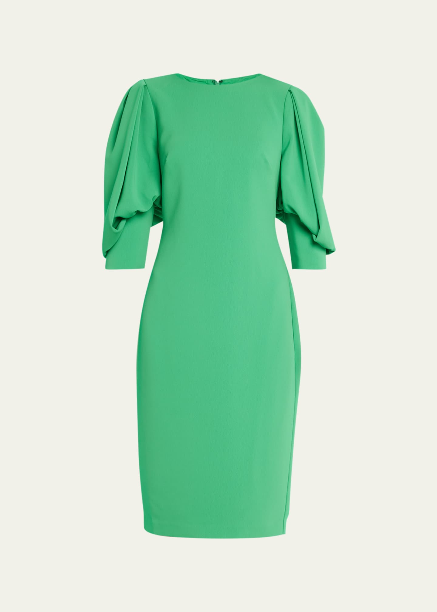 Badgley Mischka Elegant Blouson Sleeve Day Dress in Palm