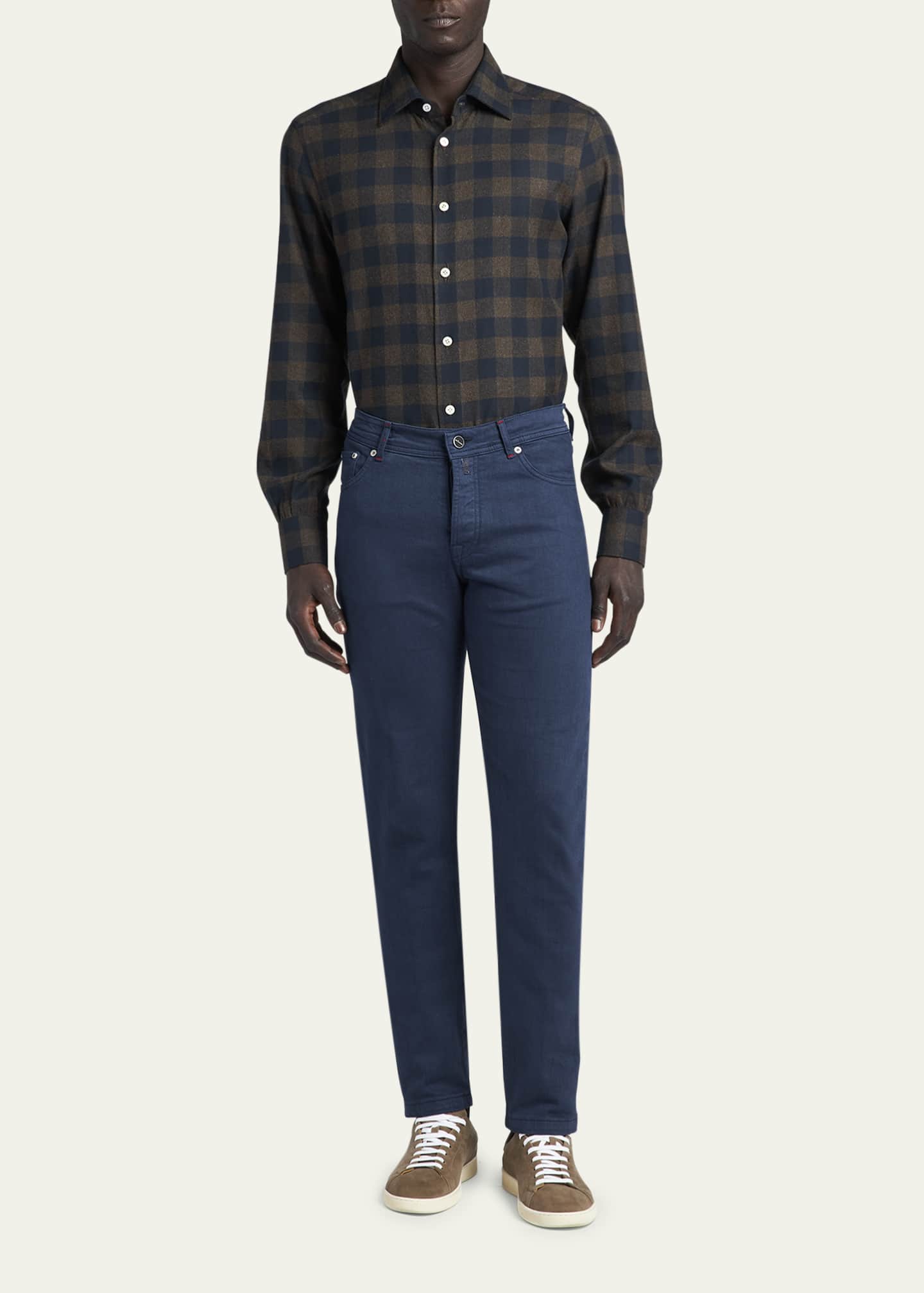 Kiton Men's Solid Cotton-Cashmere Jeans Image 2 of 5