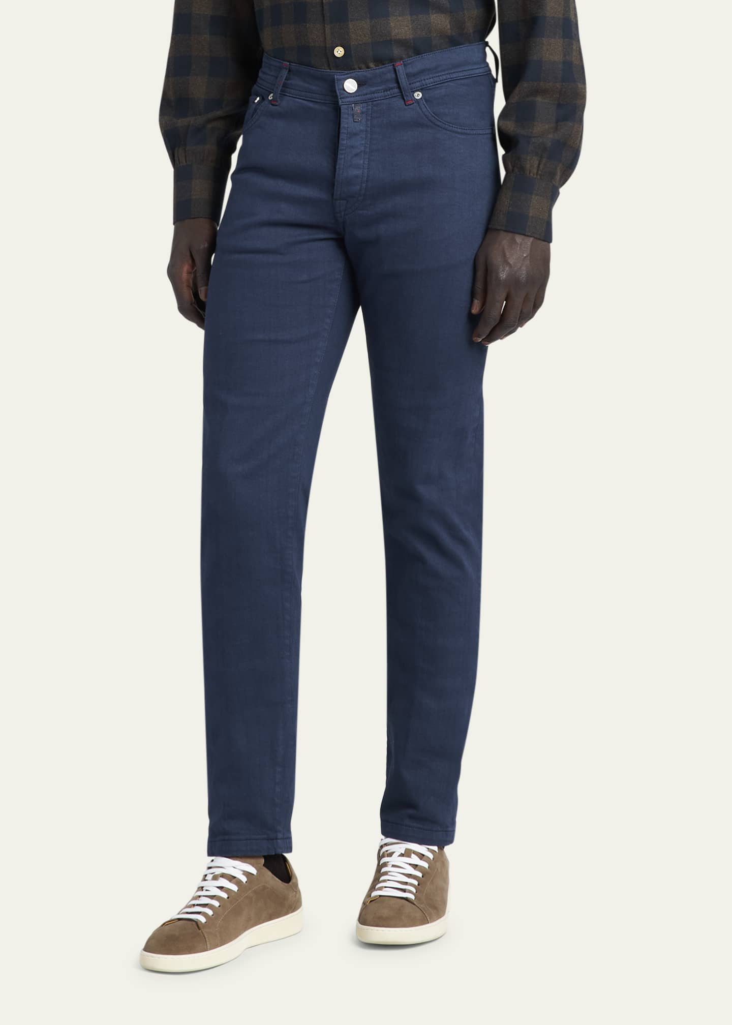 Kiton Men's Solid Cotton-Cashmere Jeans Image 4 of 5